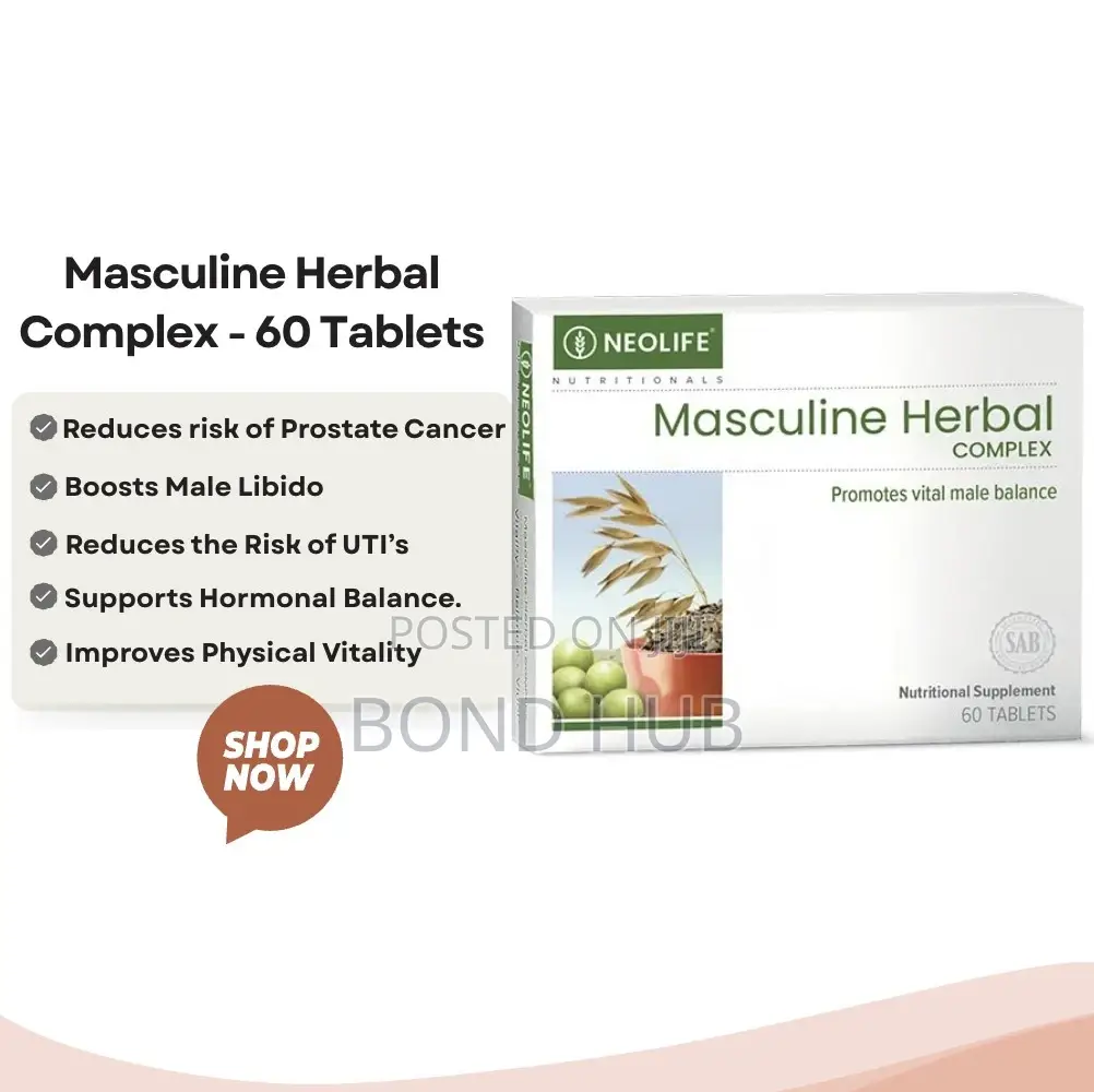 Masculine Herbal Complex 60 Tablets Male Libido Boost Prostate Health