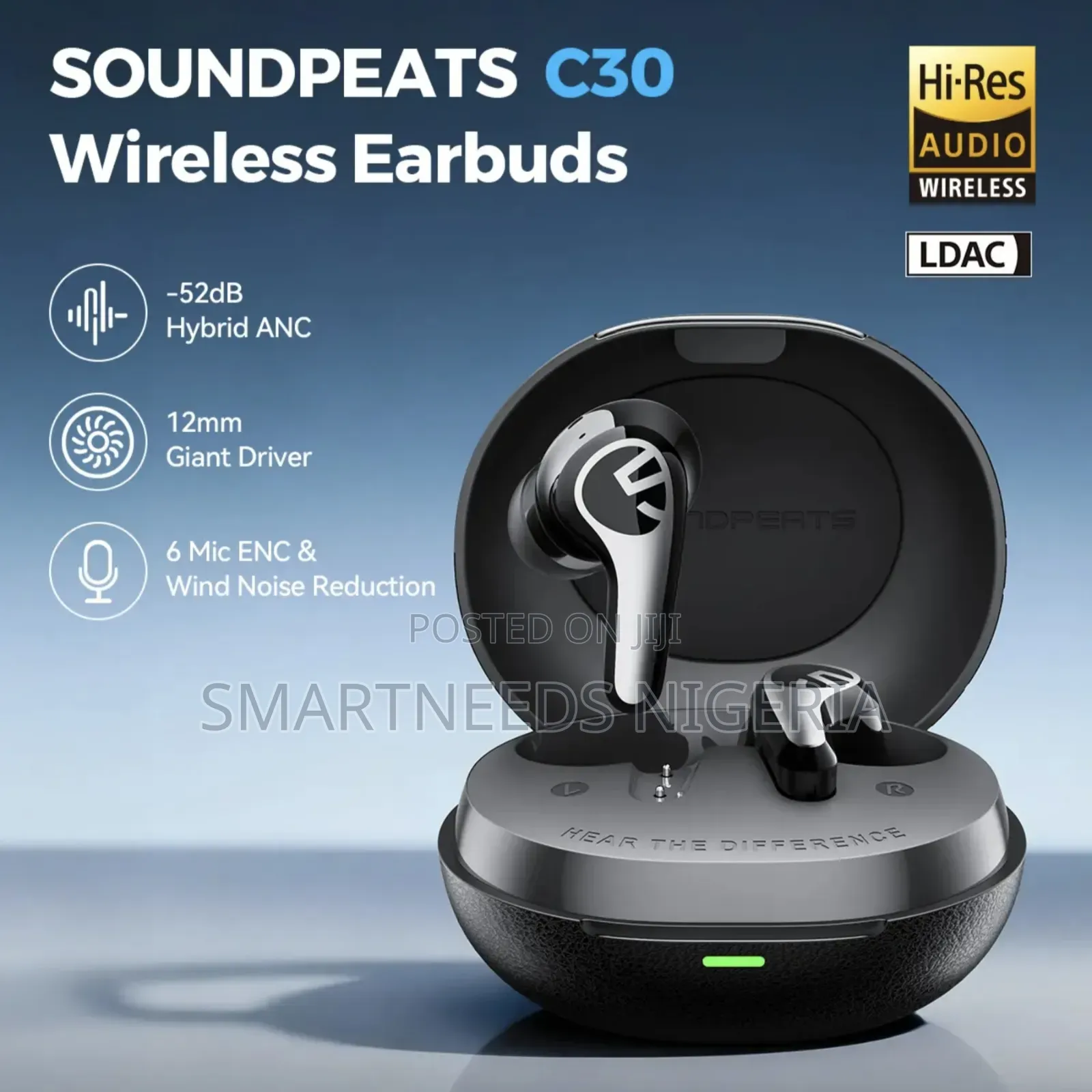 Soundpeats C30 - Hybrid Anc, Ldac Hi-Res Audio, 52h Playtime -52db Anc