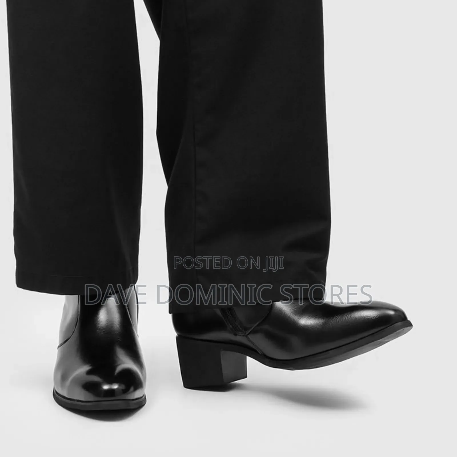 Heeled Leather Ankle Boot in Black