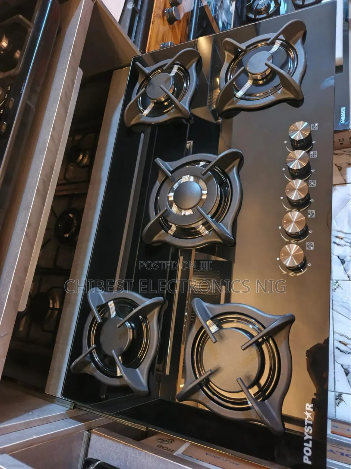 Original Quality Polystar 90cm Built-in Luxury 5 Burners Gas Cooker