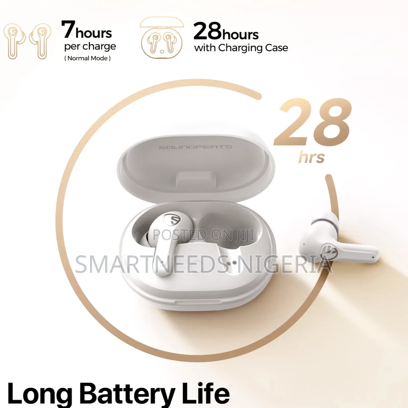 Soundpeats T3 Pro Anc + 2 Device Connection +7hour Playtime - White