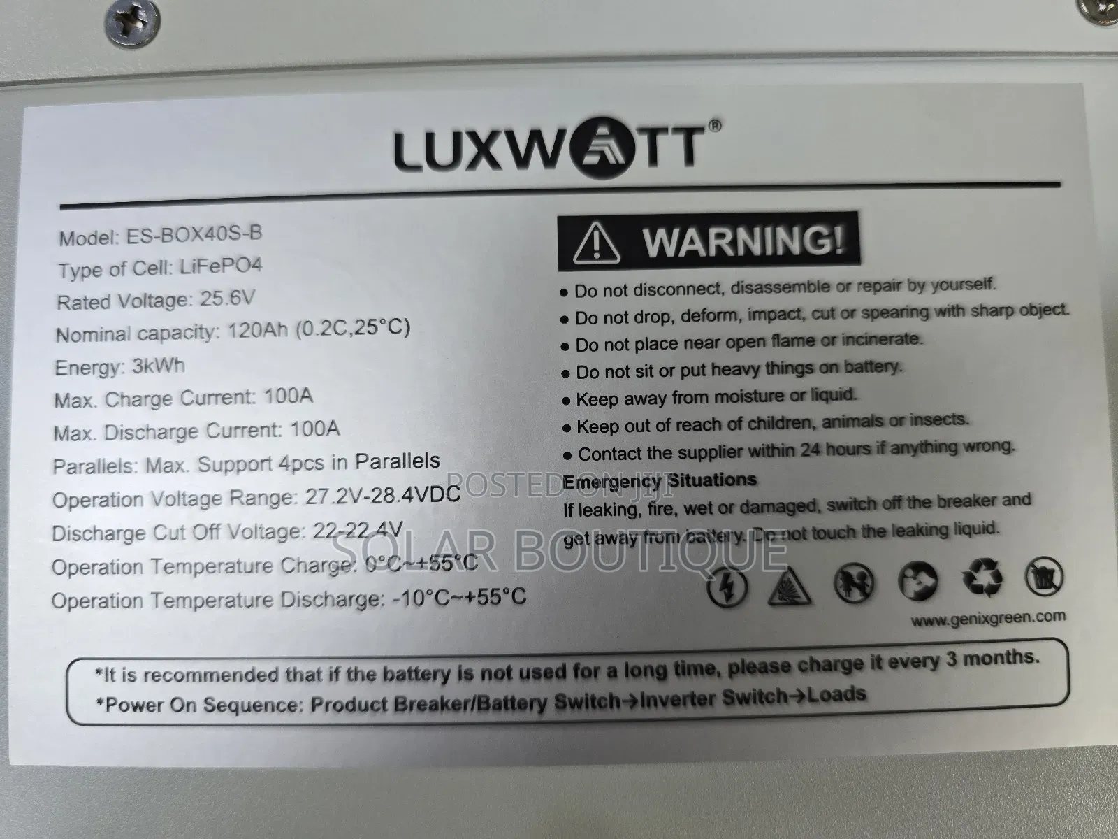 3kwh 24v Luxwat Lithium Ion Battery