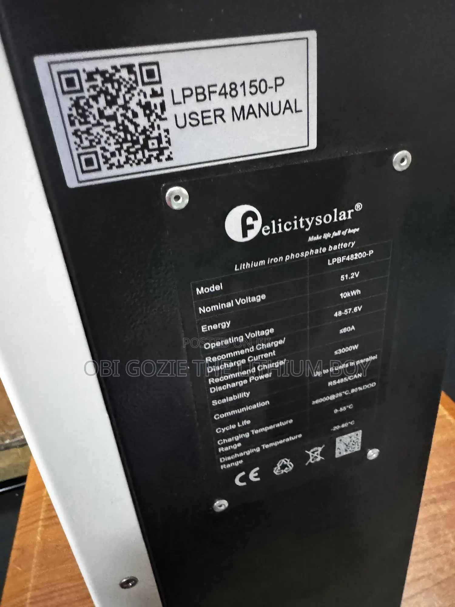 Best Lithium Battery Importer. 10kwh 51.2v Felicity Lithium Battery