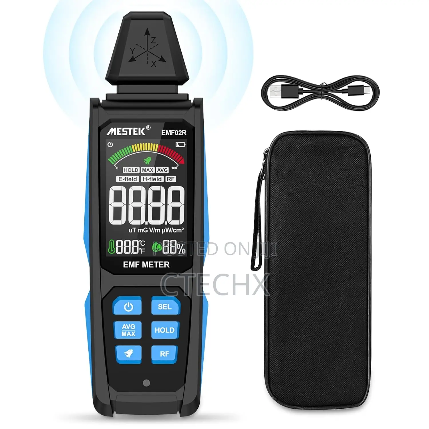 Emf Detector Mestek 5 In1 Ef/Mf/Rf Test Electric/Magnetic/High Freq. .