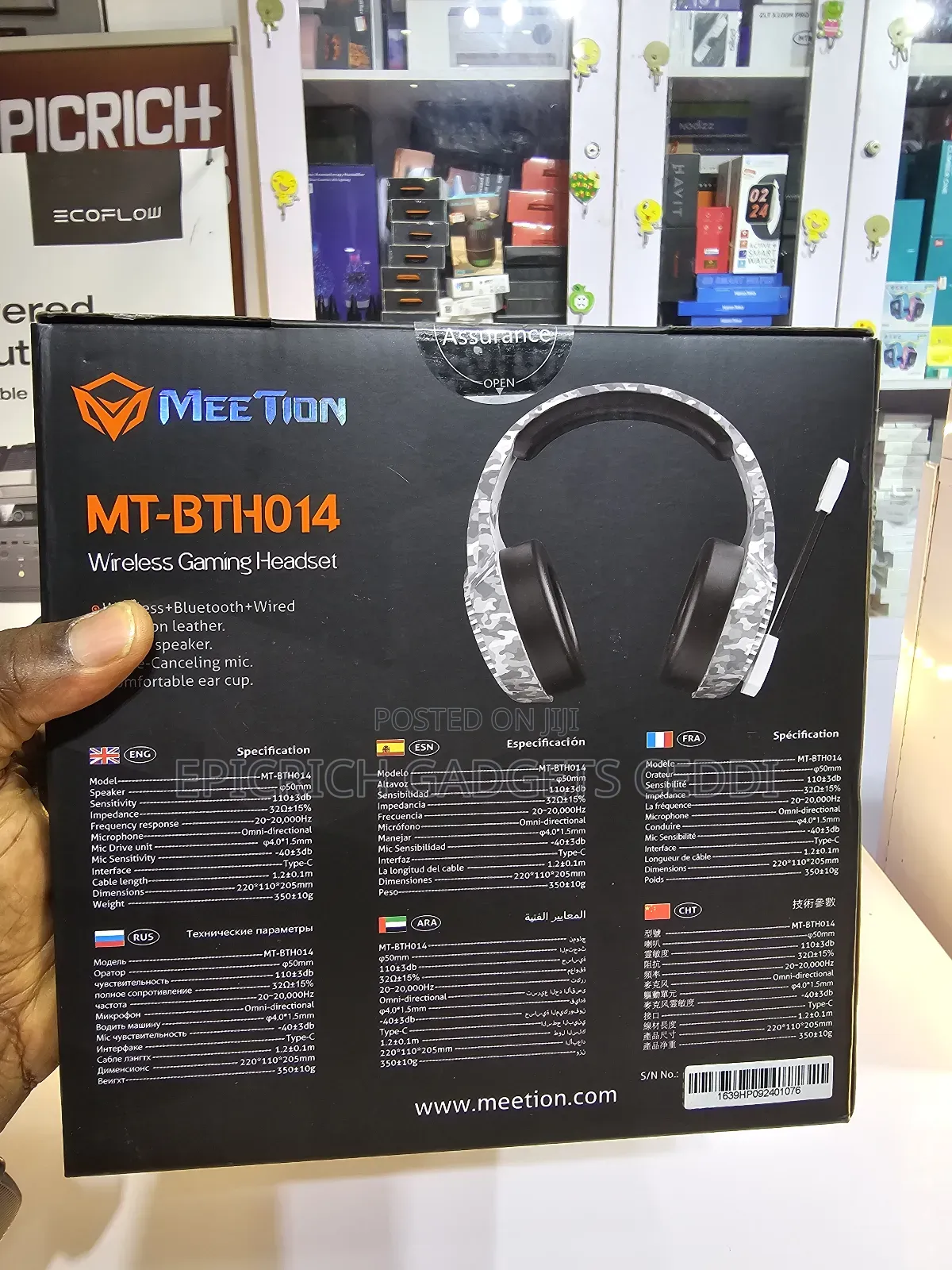 Meetion Wireless Gaming Headset Mt-Bth014 50mm 50h Battery Low Latency