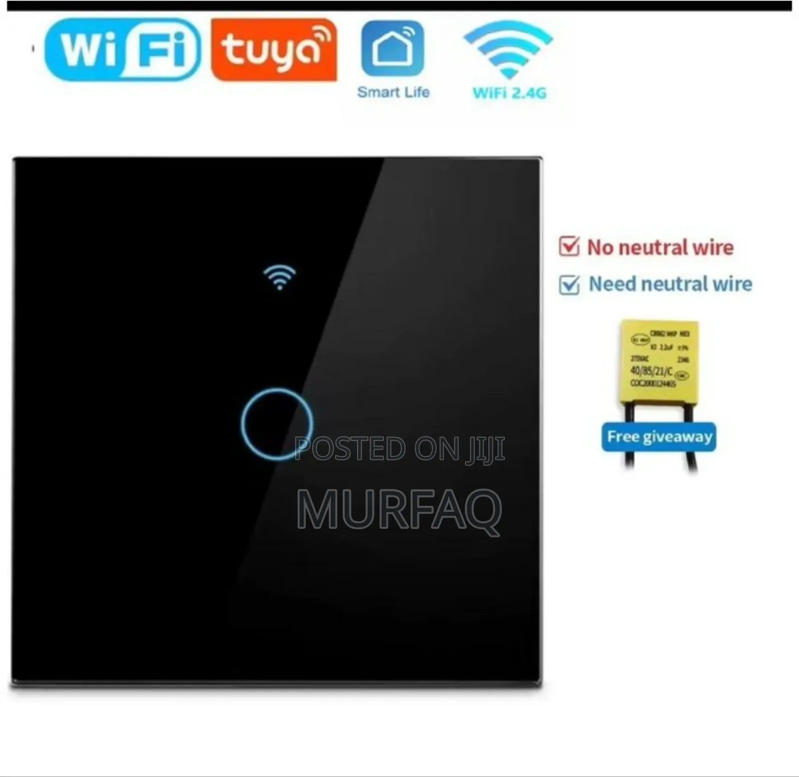 1 Gang, 2 3 Gang Tuya Wifi Smart Light Switch -No Neutral Wall Light