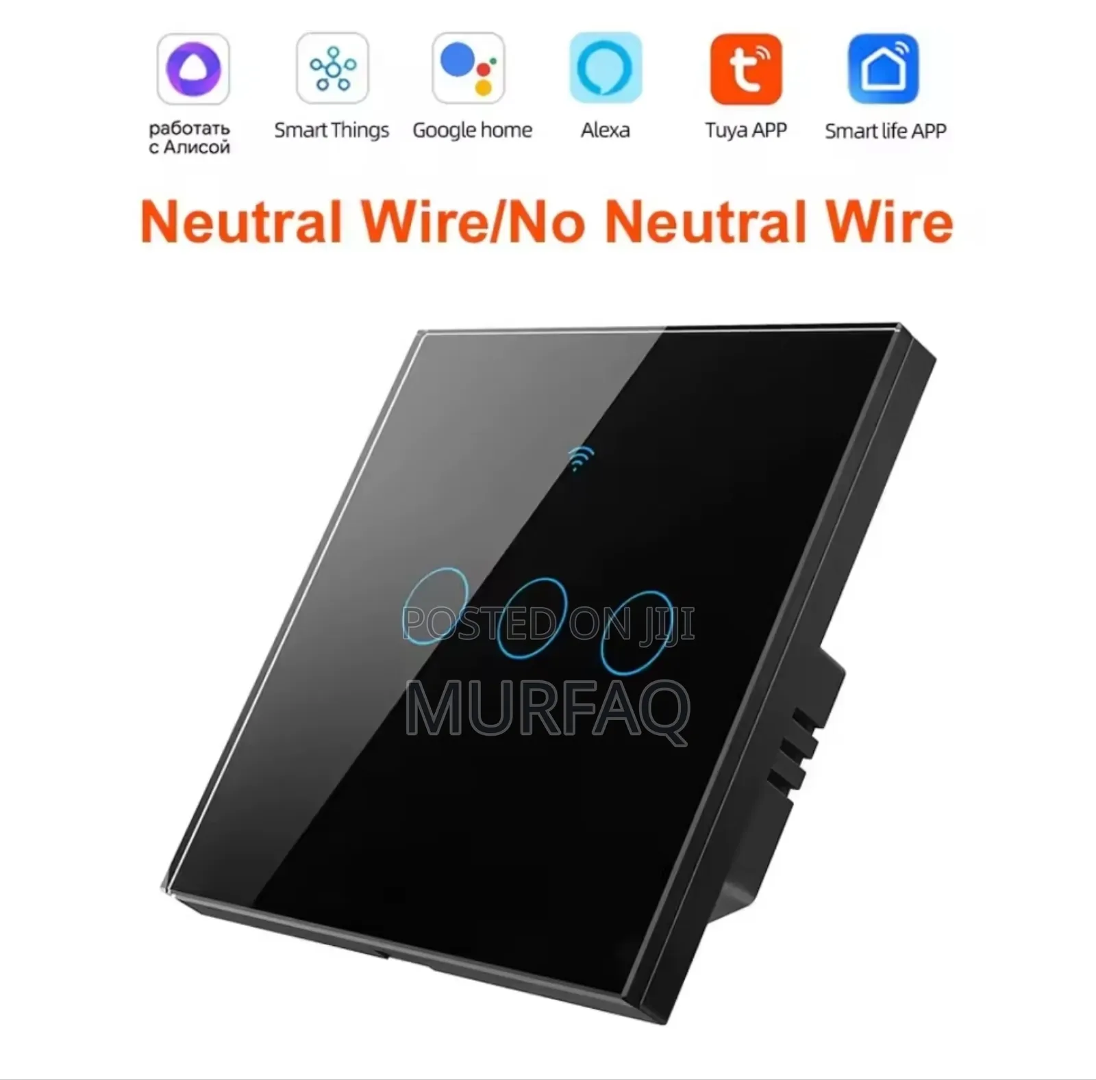 1 Gang, 2 3 Gang Tuya Wifi Smart Light Switch -No Neutral Wall Light