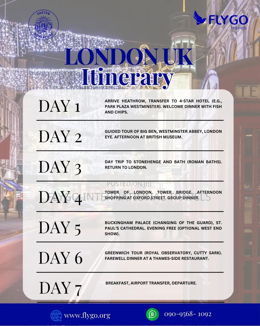 Easter 2026 Uk Tour London, Stonehenge, Buckingham ₦3.5m