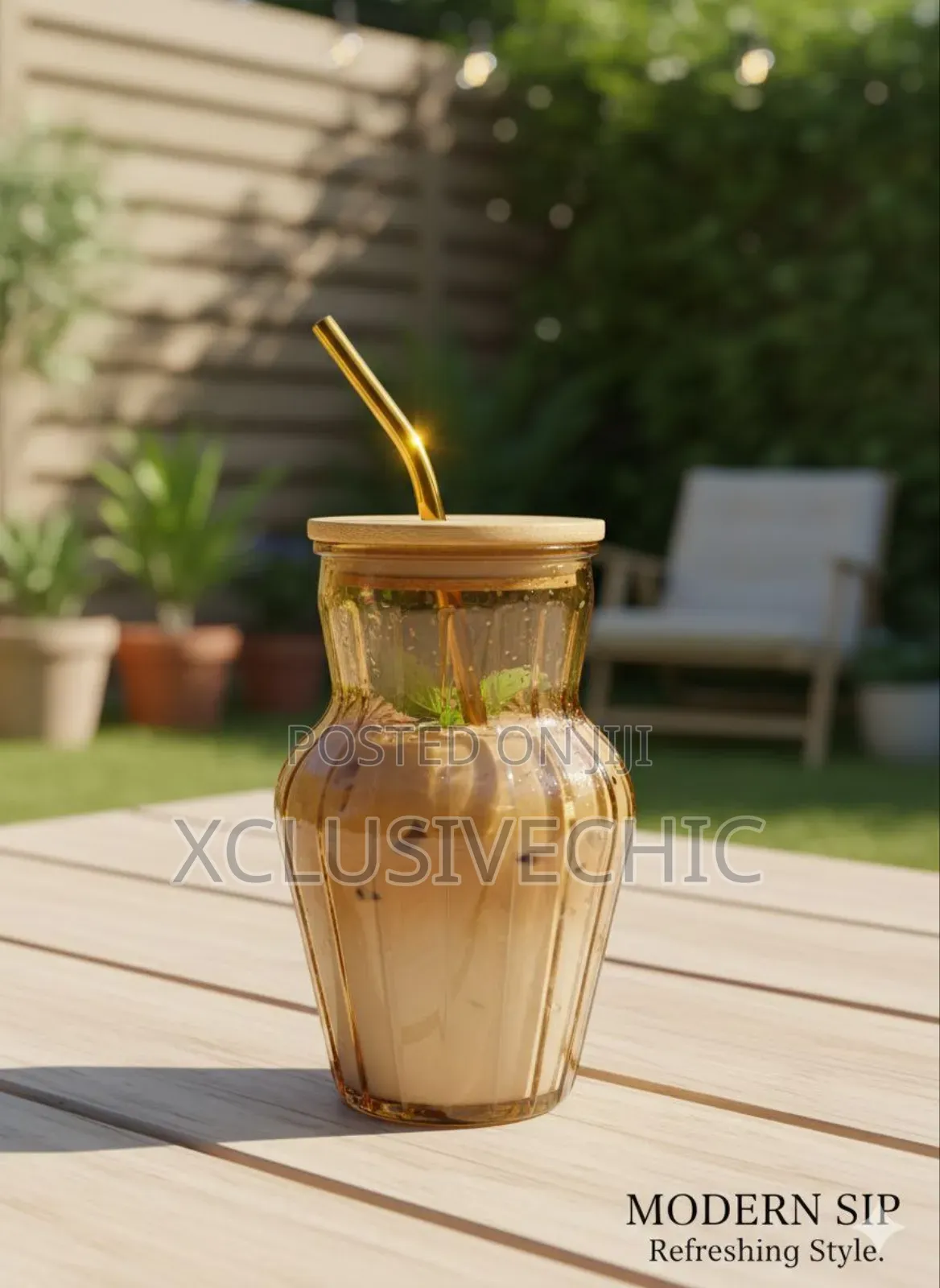 600ml Bamboo Cover Juice Glass Cup