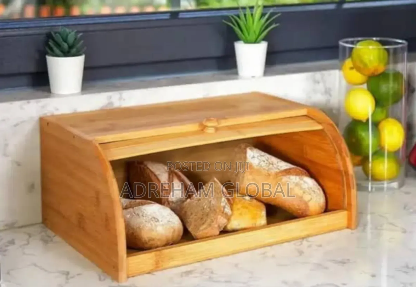 Bamboo Roll Top Wooden Cake/ Bread Storage Rack.