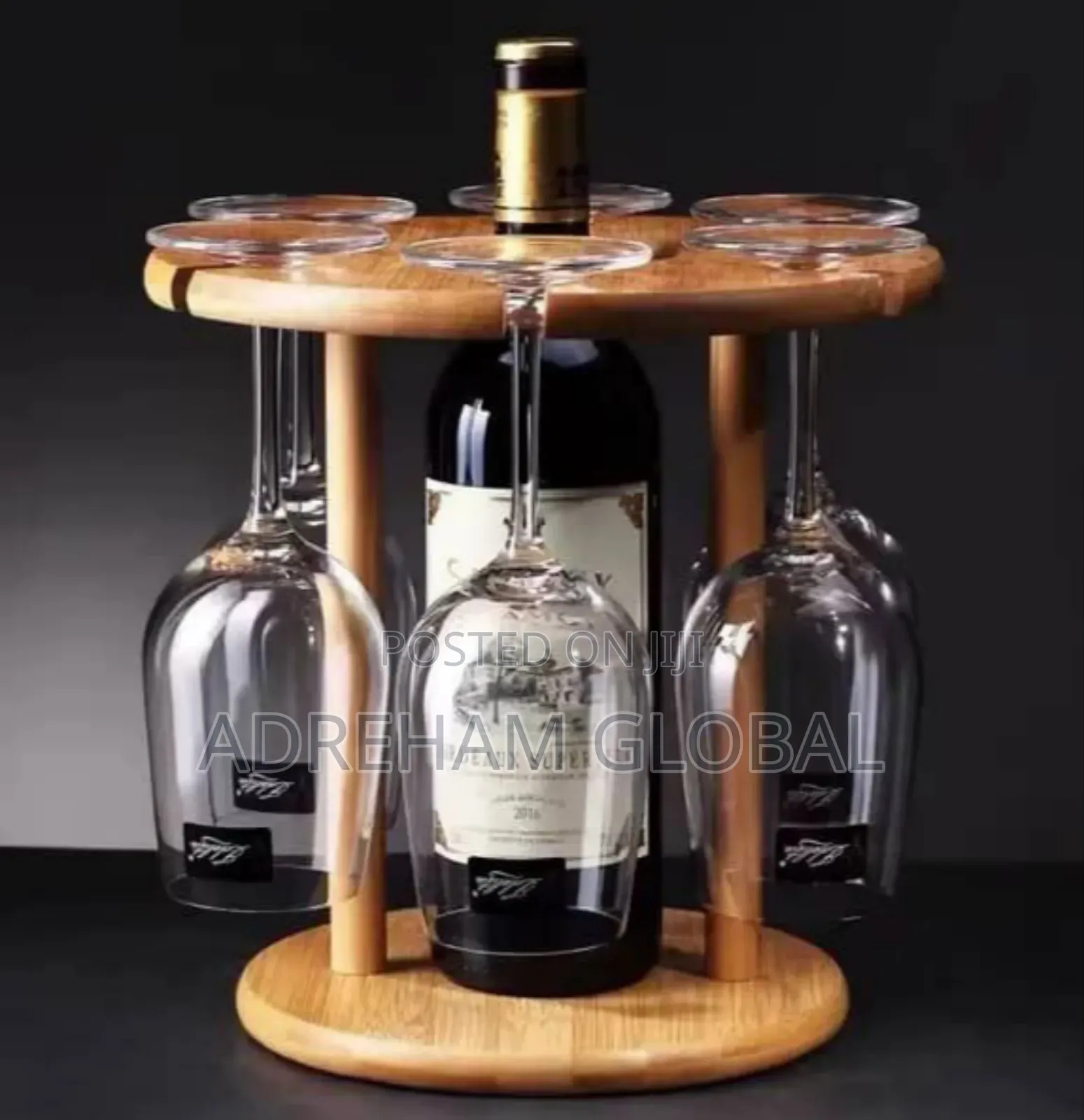 Wooden Wine Bottle Rack and Wine Glass Holders.