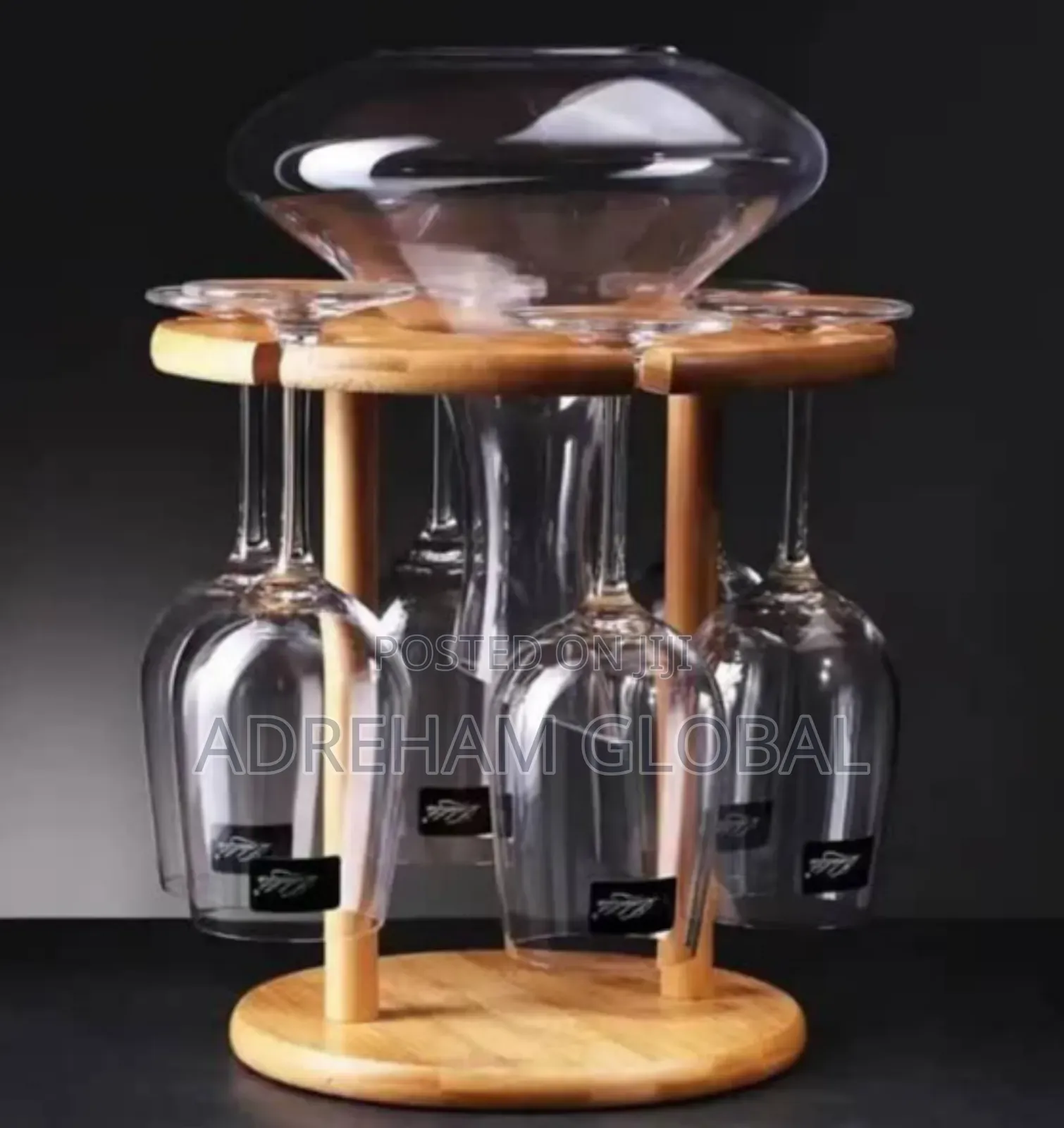 Wooden Wine Bottle Rack and Wine Glass Holders.