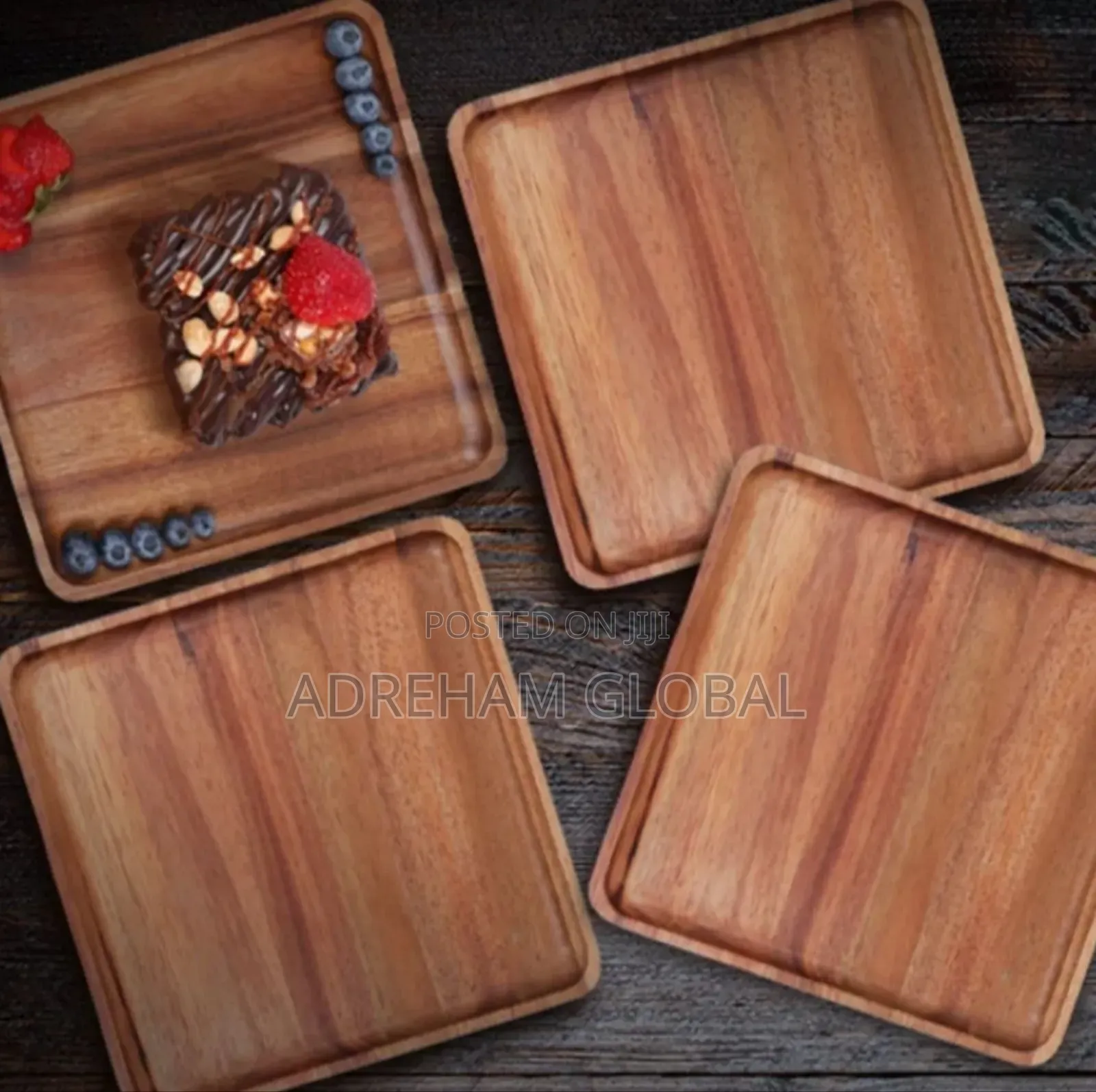 Wooden Flat Square Plate.