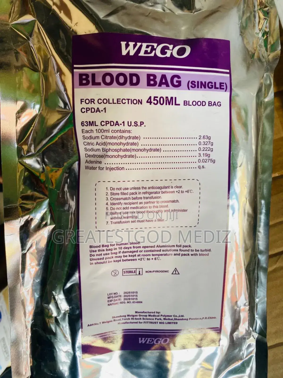Single Blood Bag