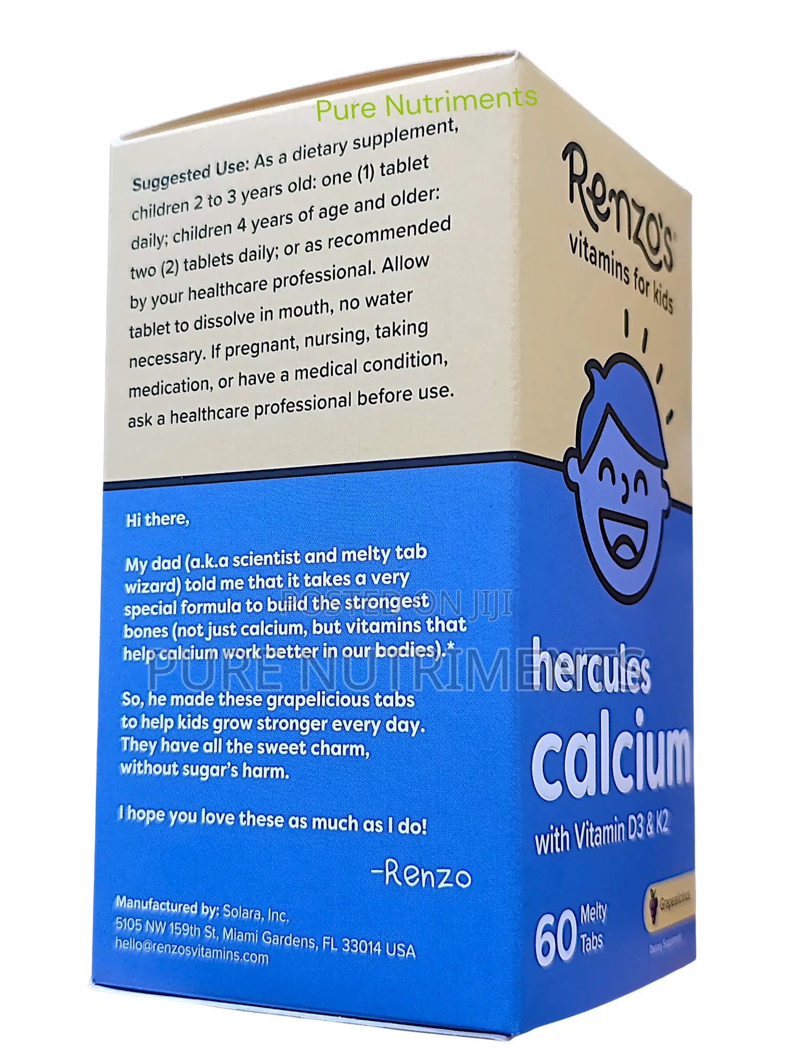 Renzo’S Hercules Calcium With Vitamin D3 -60 Melty Tablets