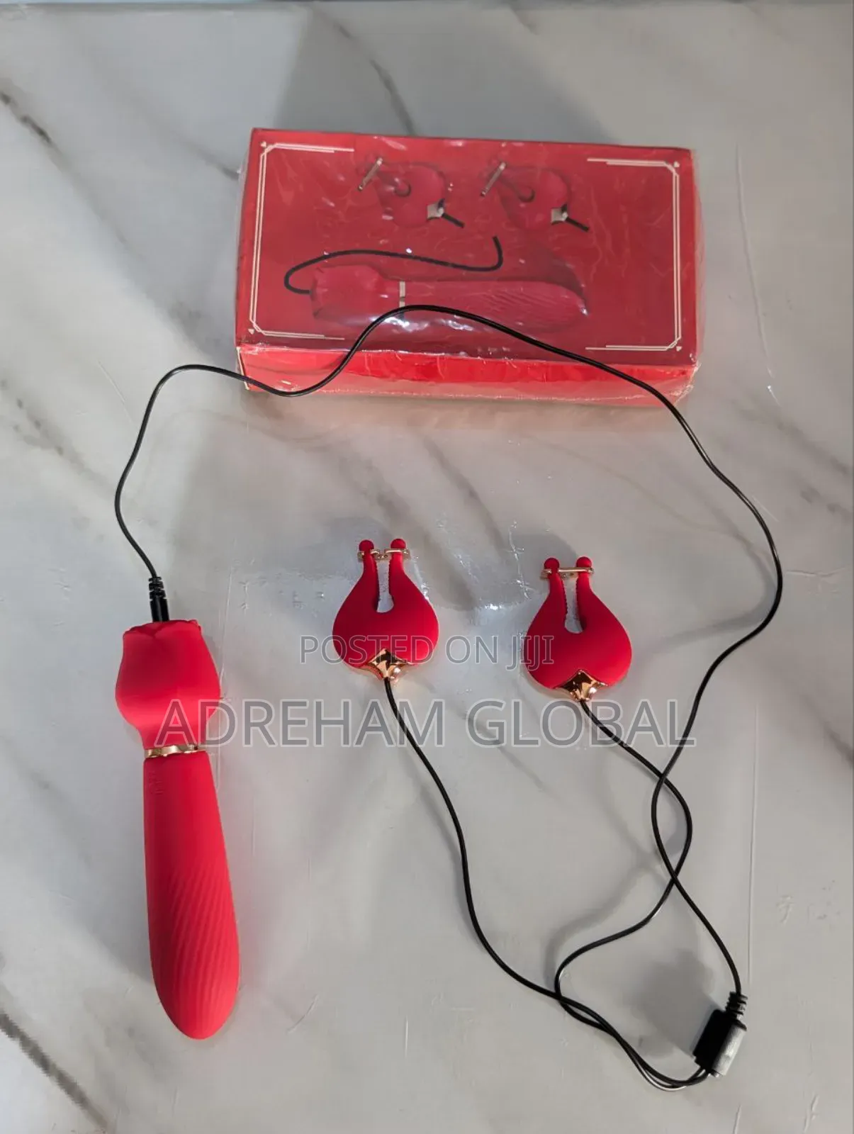 2in1 Nipple Clamp Clit Wand Rose Vibrator