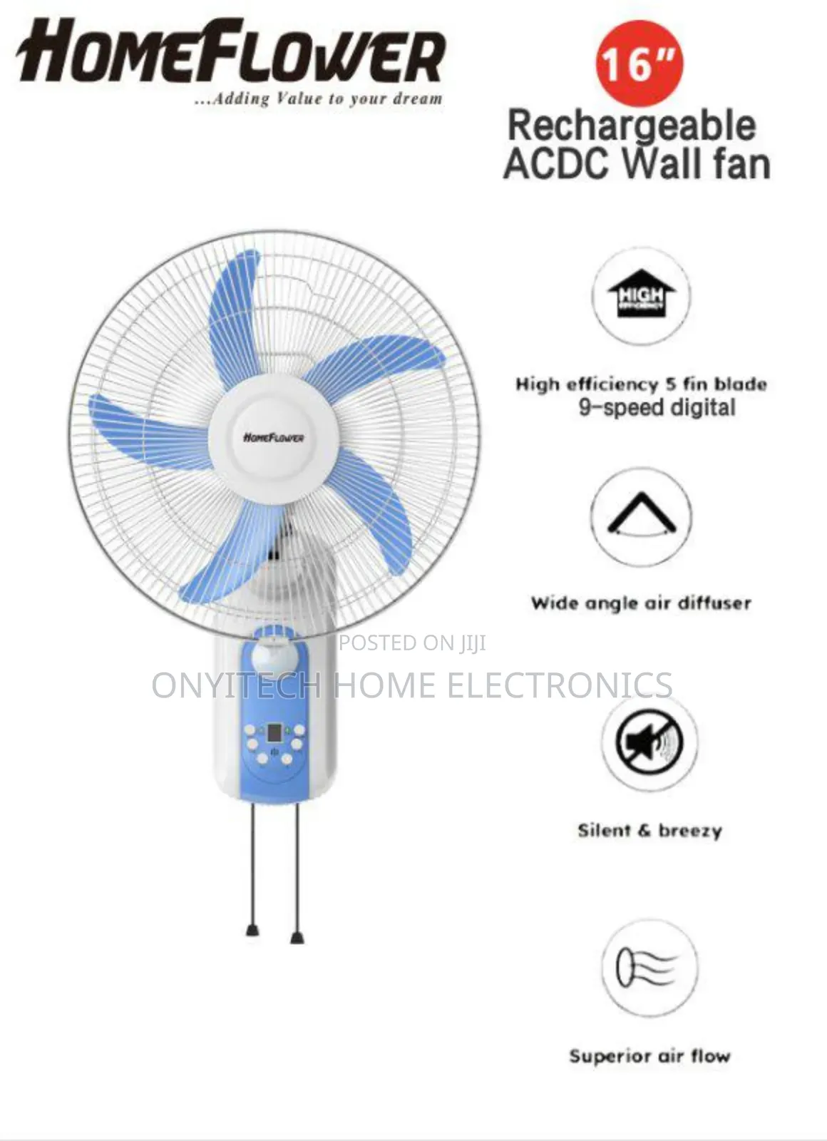 Home Flower Rechargeable Wall Fan