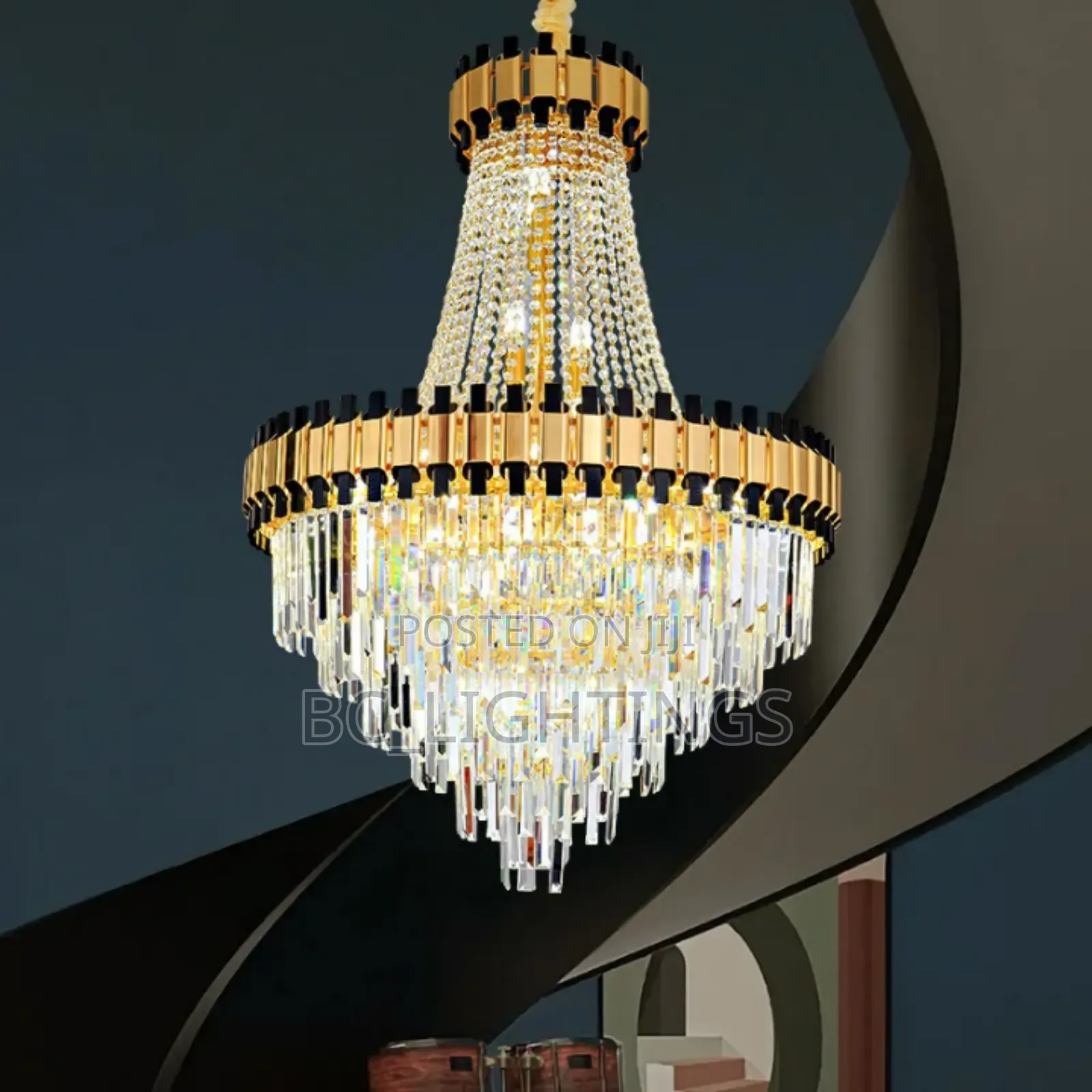 Modern Crystal Chandelier Light With Remote , Led and Bulb 600mm