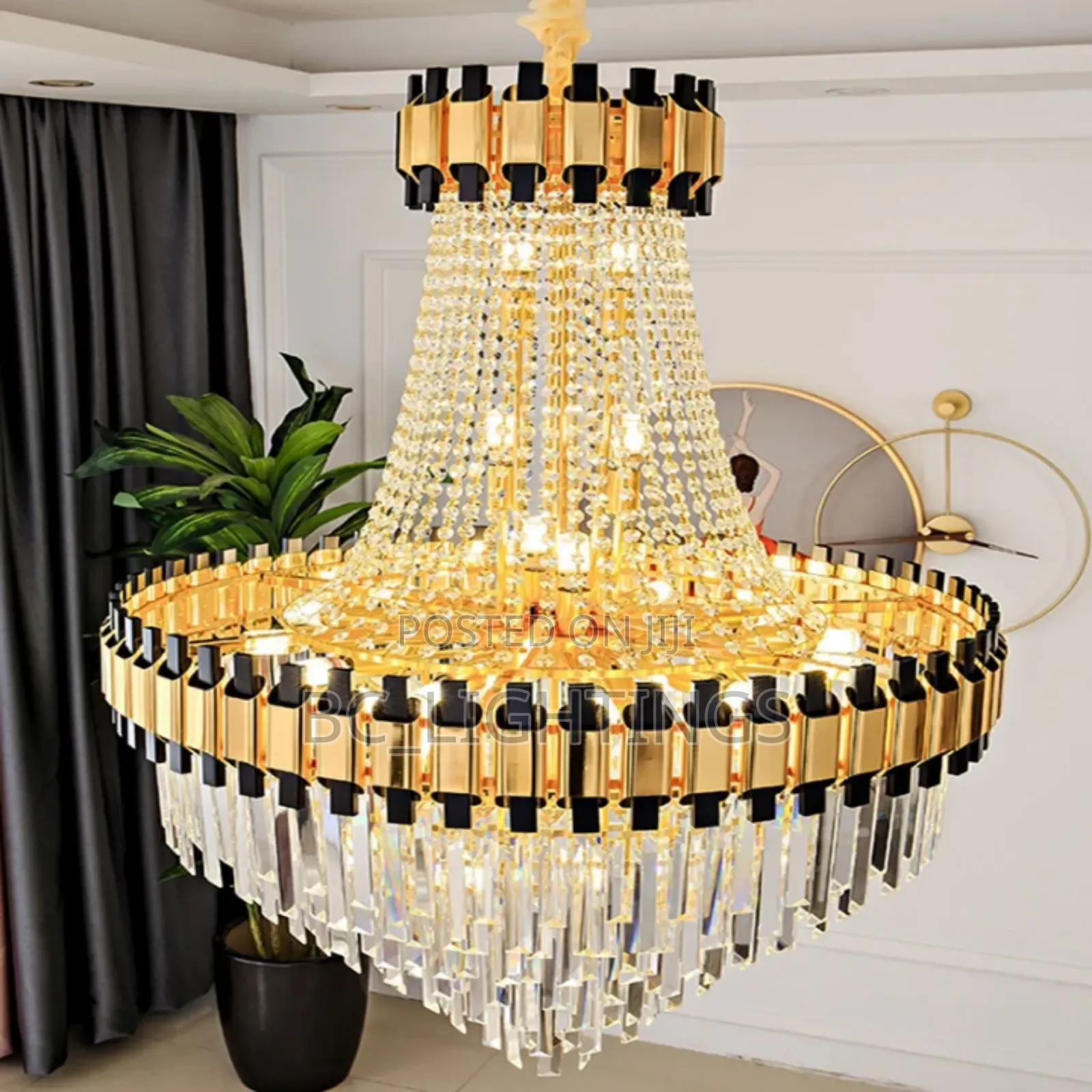 Modern Crystal Chandelier Light With Remote , Led and Bulb 600mm