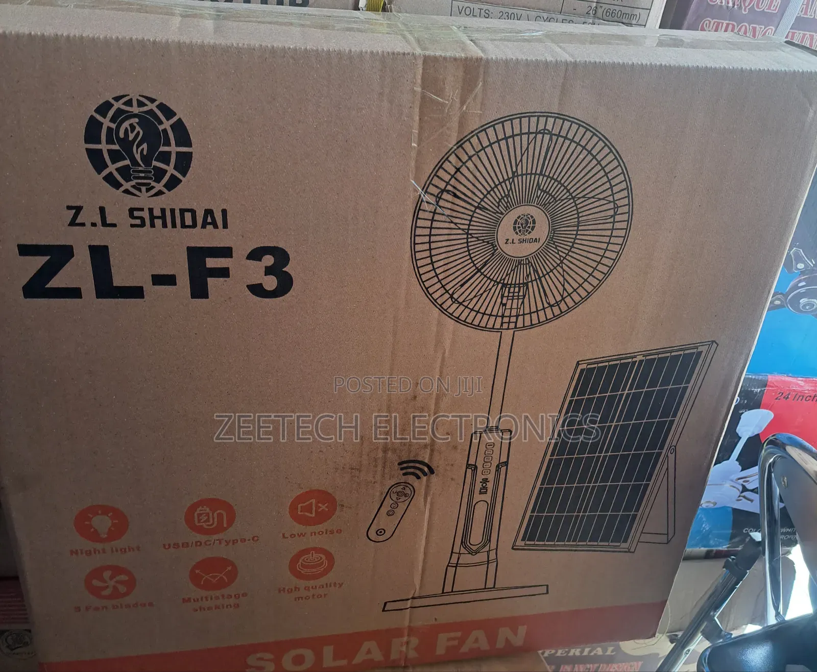 Z.L Shidai 18 Inch Solar Fan Rechargeable Fan