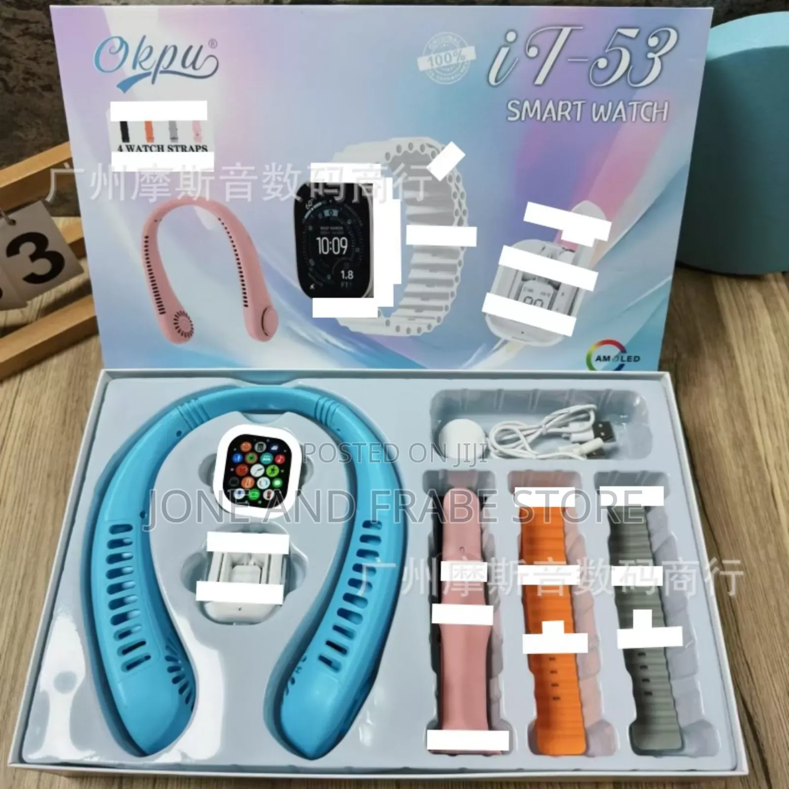 Okpu It-53 Smartwatch With Neck Fan and Earbuds