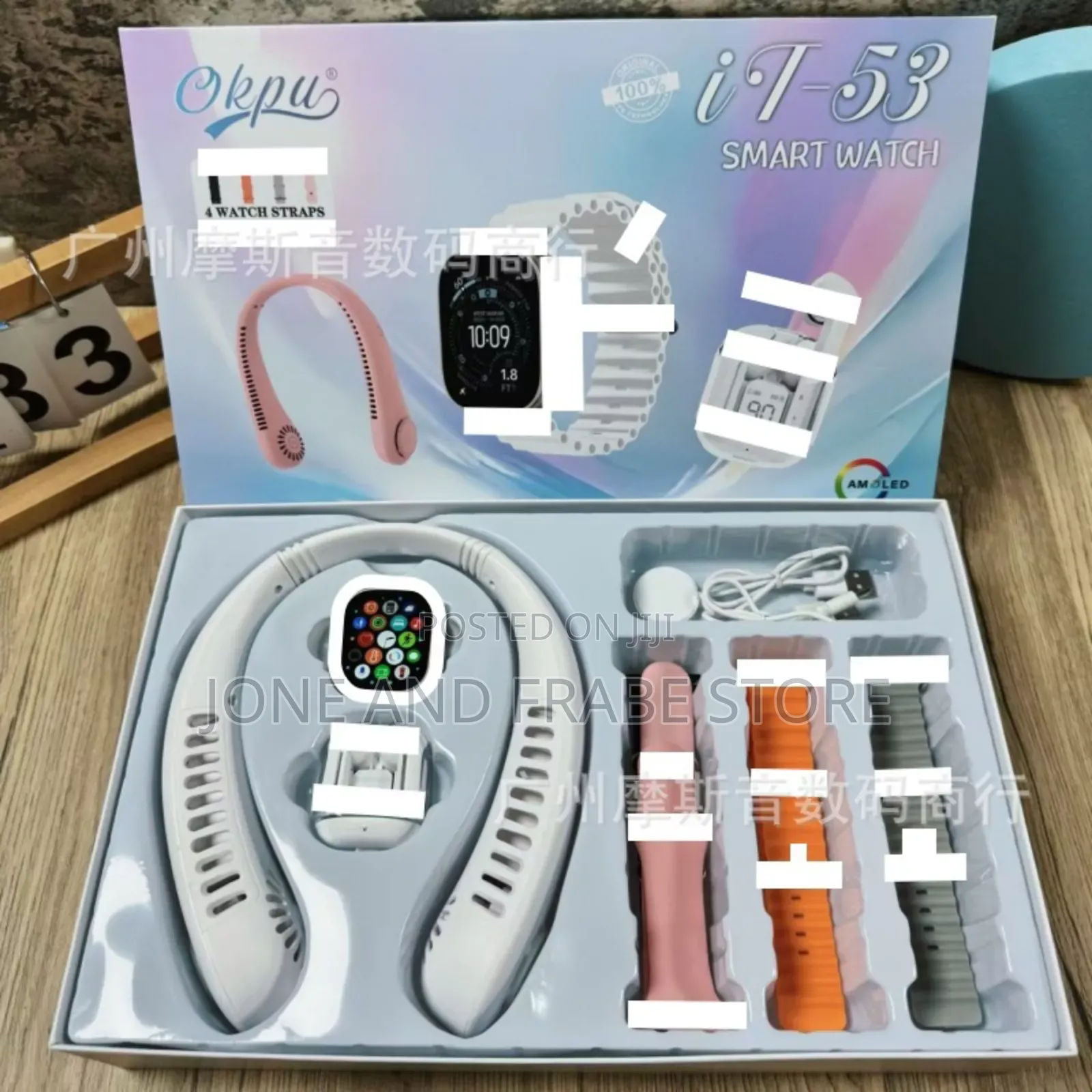 Okpu It-53 Smartwatch With Neck Fan and Earbuds