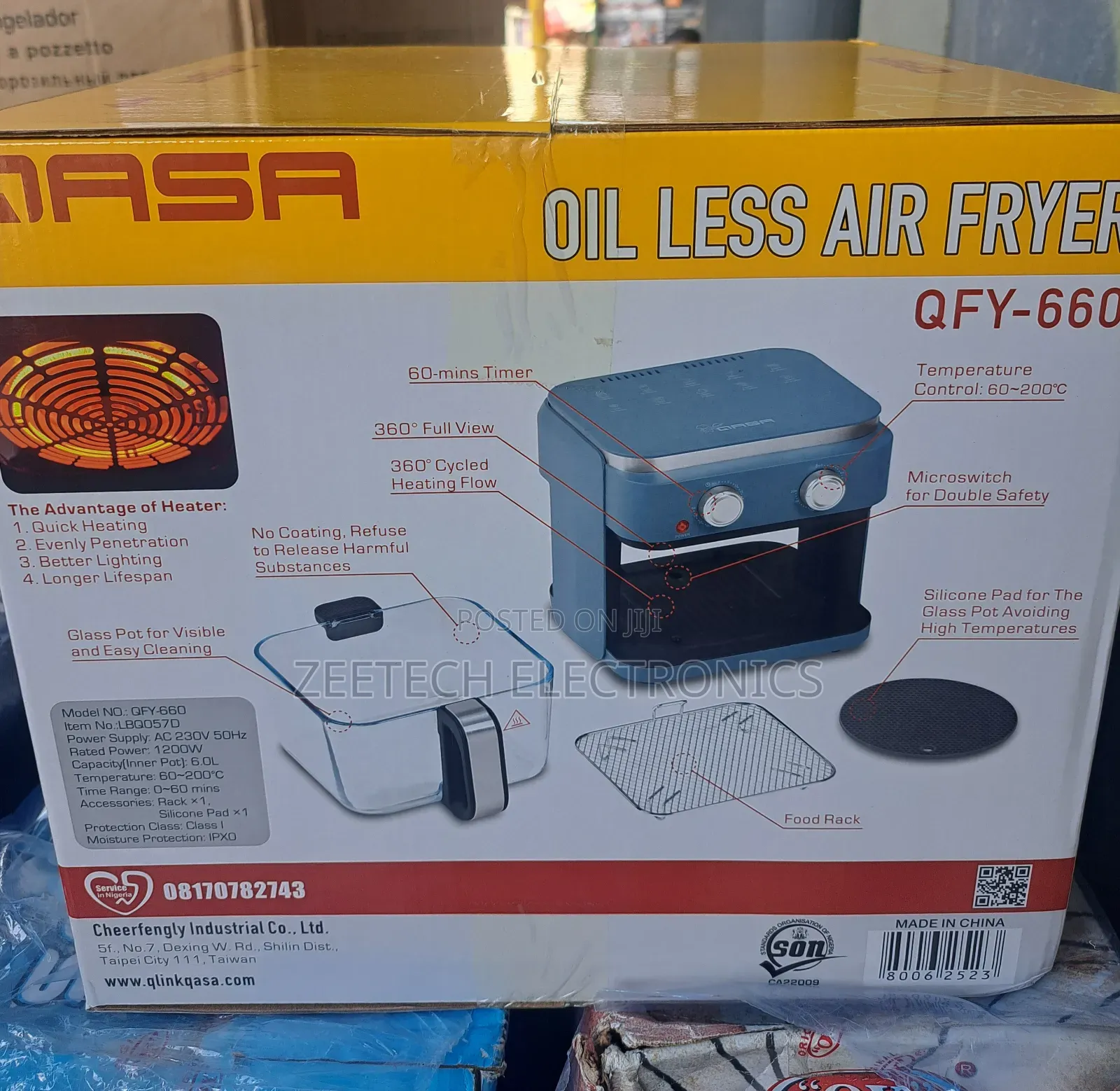 Qasa 6l Oil Less Air Fryer