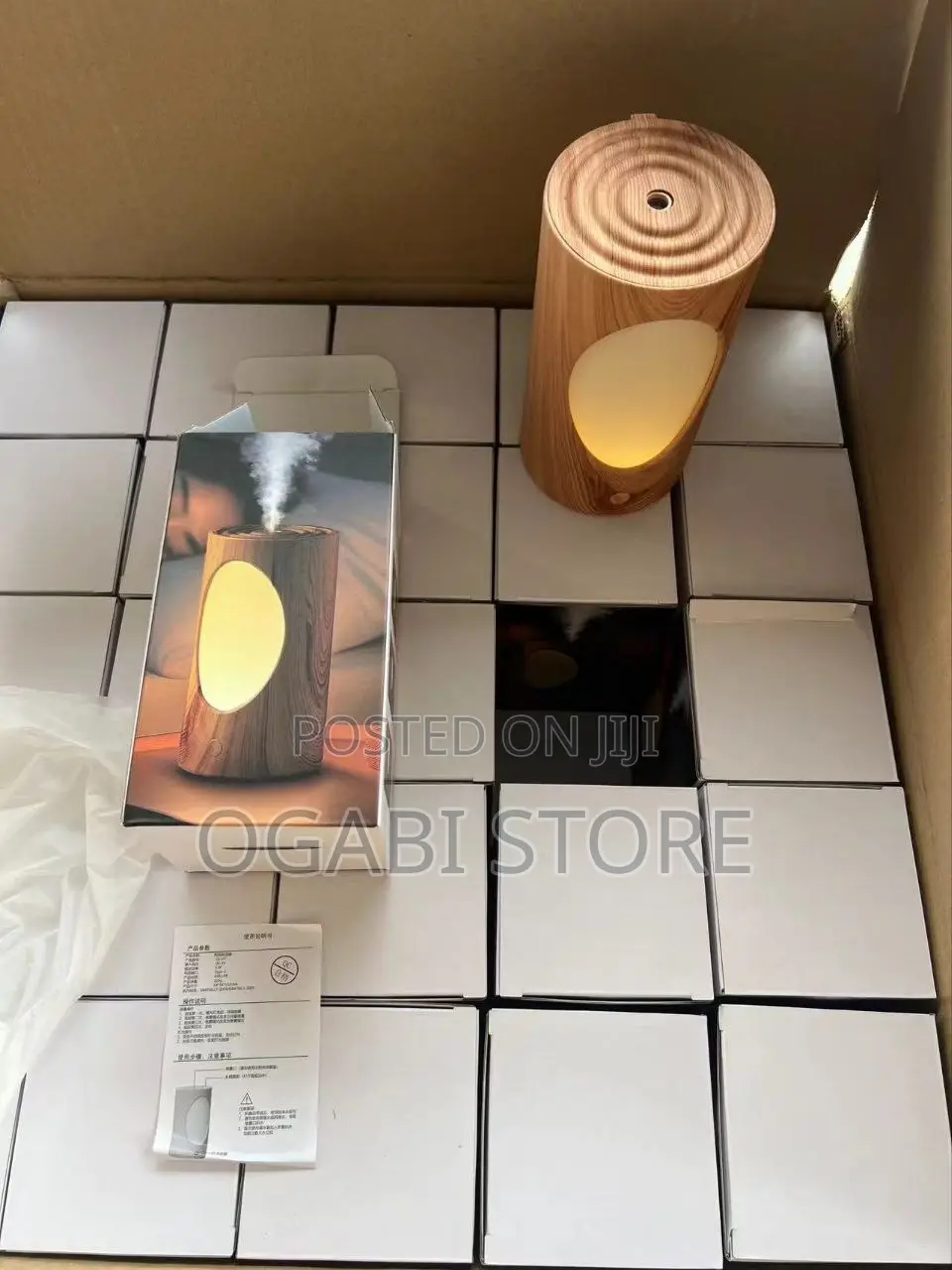 600ml Wood Grain Rechargeable Humidifier