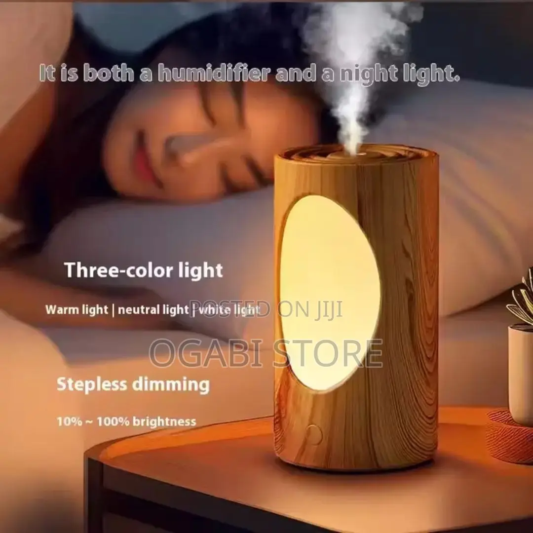 600ml Wood Grain Rechargeable Humidifier