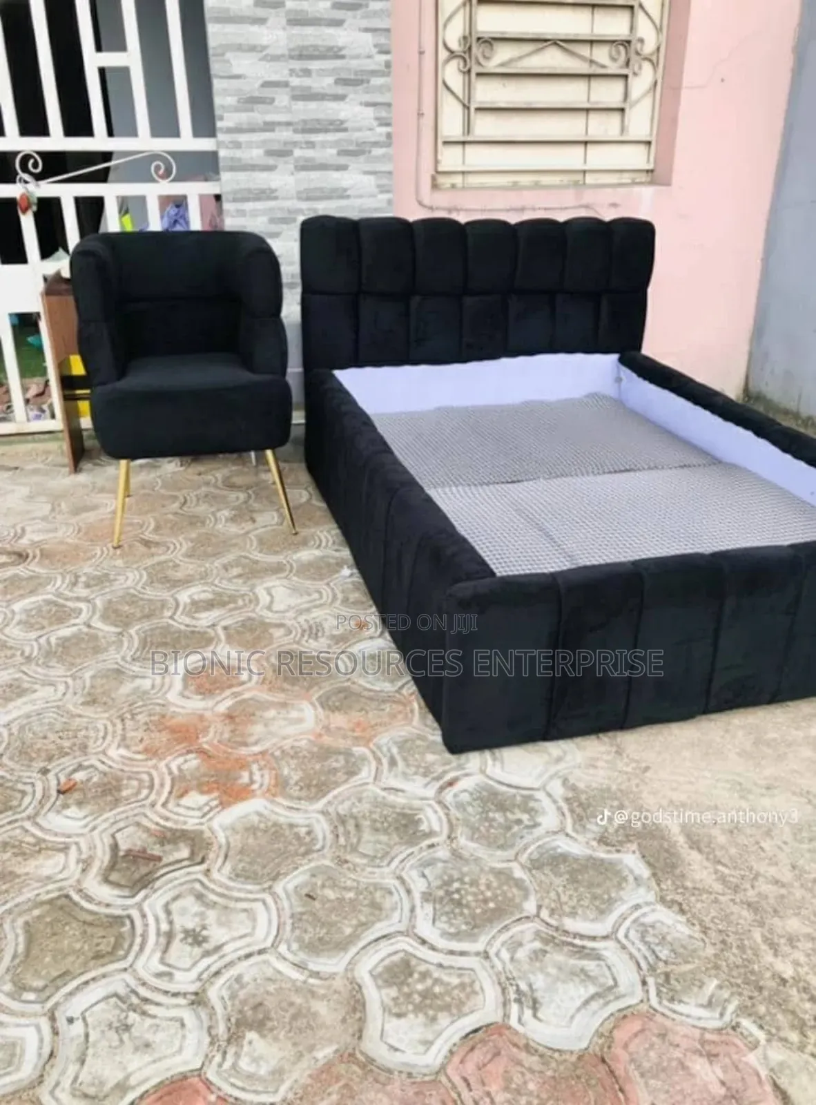Black Bedframe and Chair Available