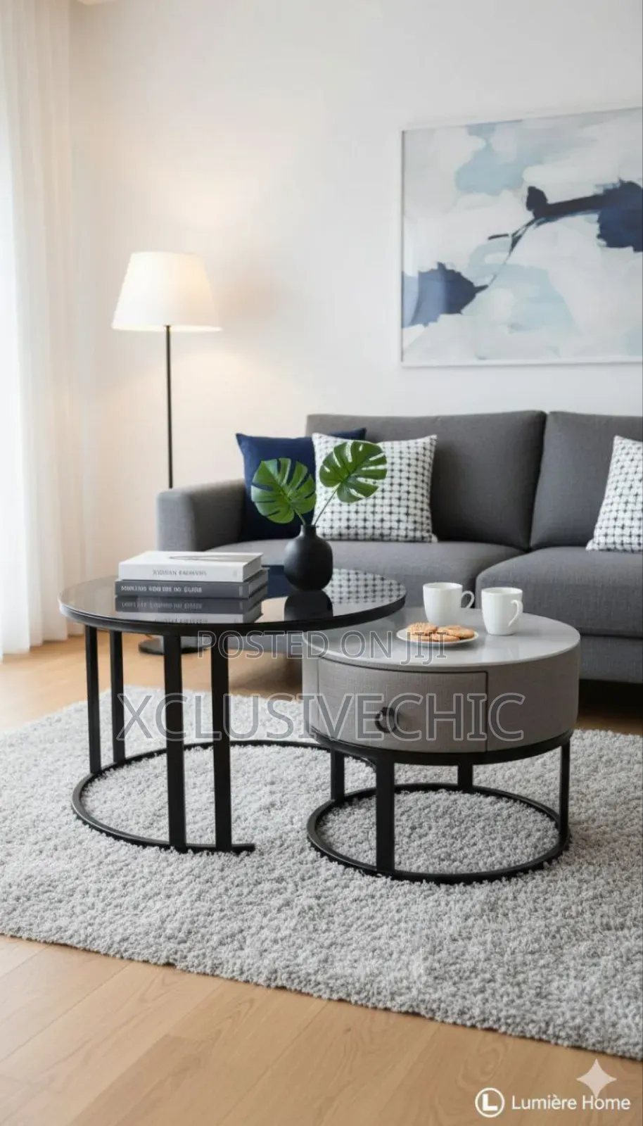 Real Marble and Glass Twin Center Table With Drawer