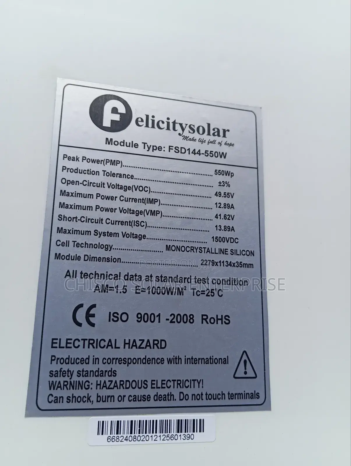 Brand New 550watts Felicity Panel Available