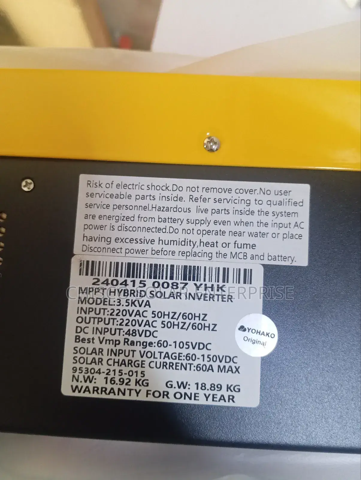 3.Kva 48v Yohako Hybrid Inverter Available