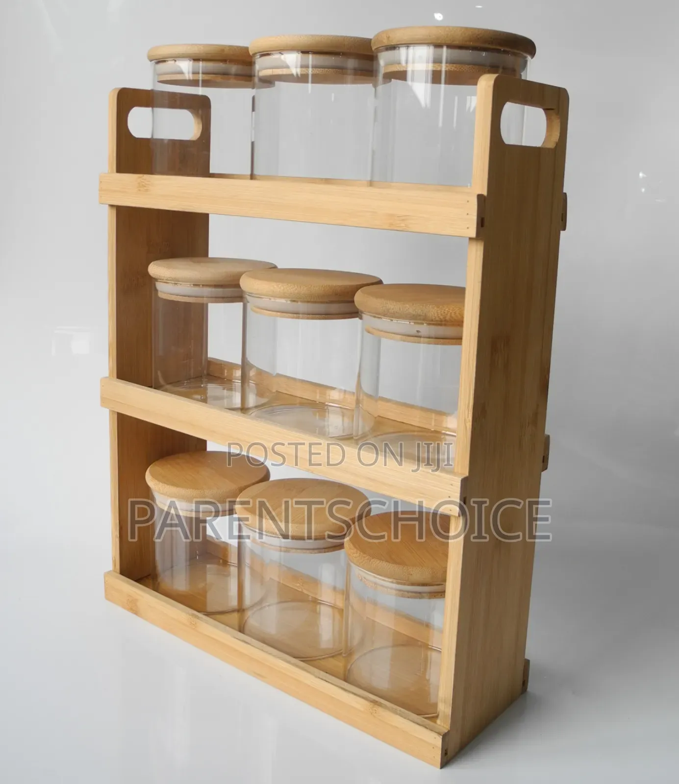 3 Layer 9 PCS High Borosilicate Glass Storage Jars Set With Bamboo Lid