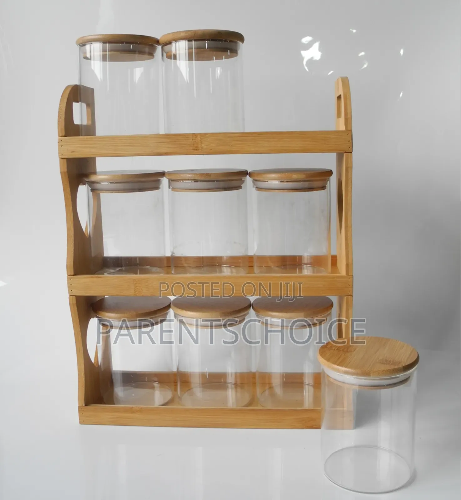 3 Layer 9 PCS High Borosilicate Glass Storage Jars Set With Bamboo Lid
