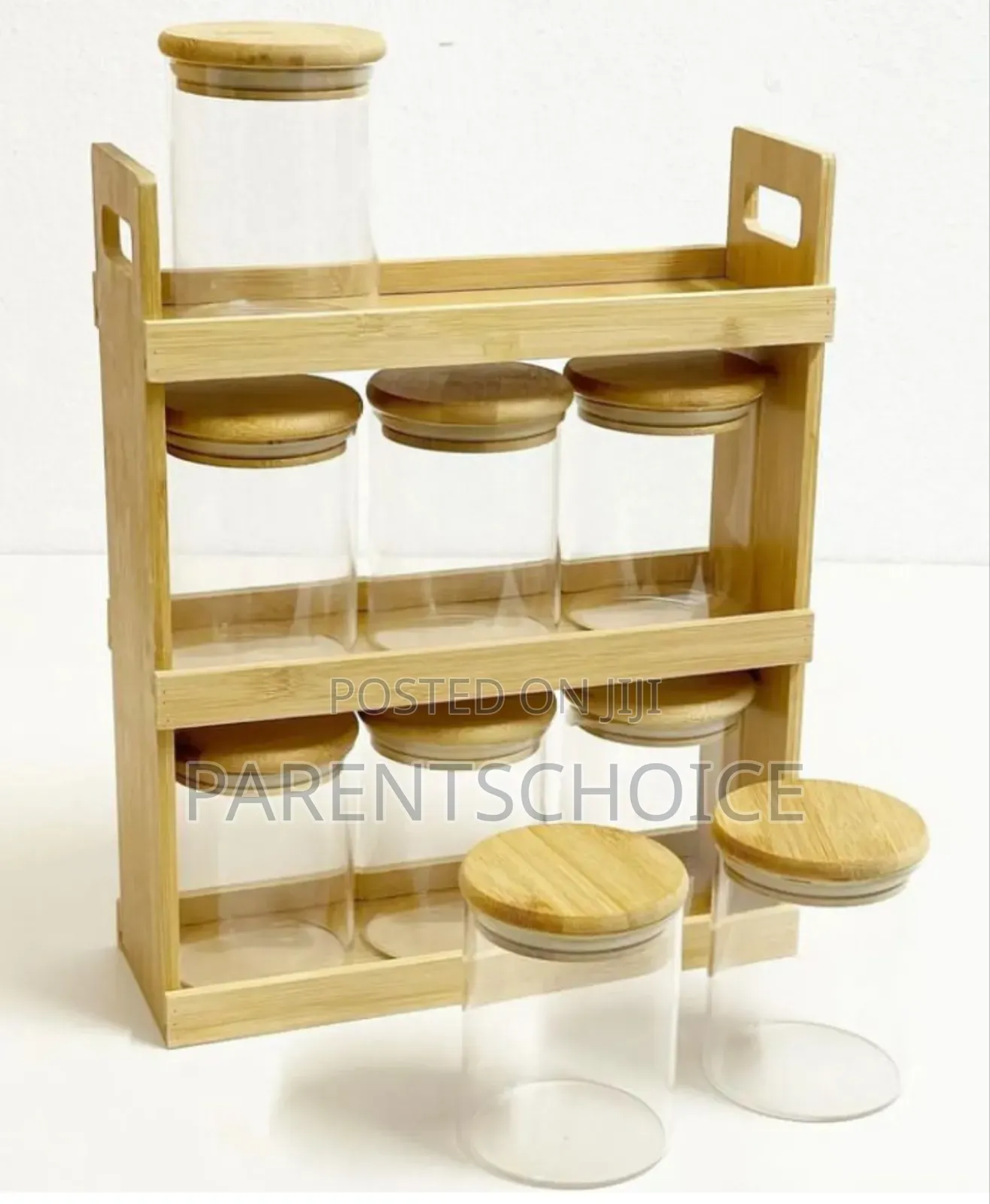 3 Layer 9 PCS High Borosilicate Glass Storage Jars Set With Bamboo Lid