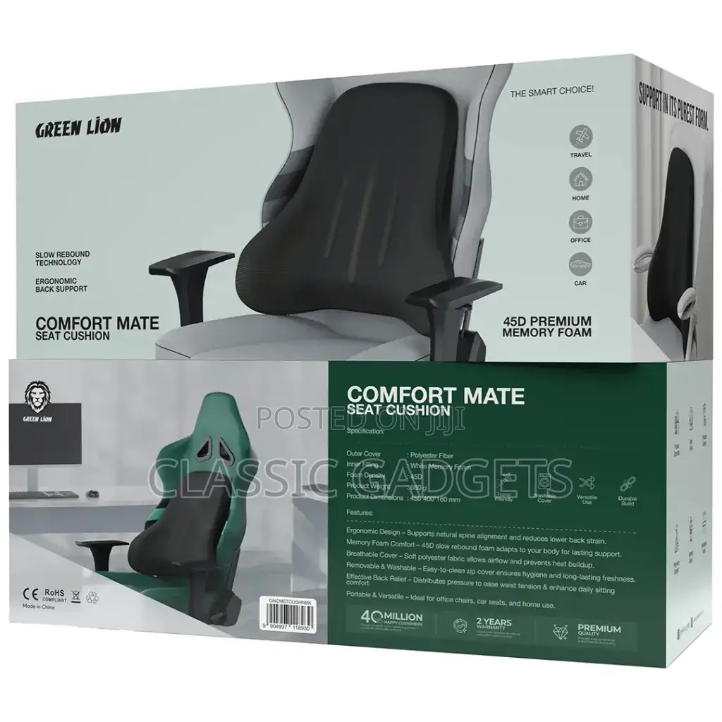 Green Lion Comfort Mate Seat Cushion for Gaming, Working Etc