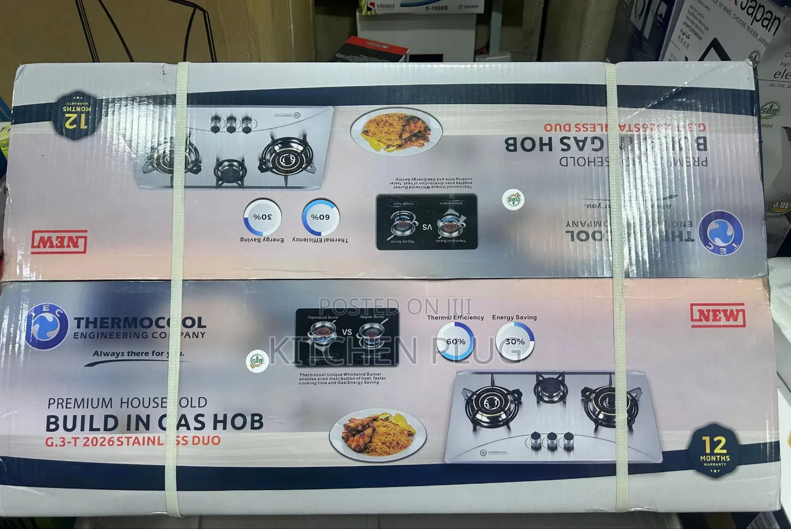 Thermocool G.3-T 2026 Stainless Steel Built-in Gas Hob.