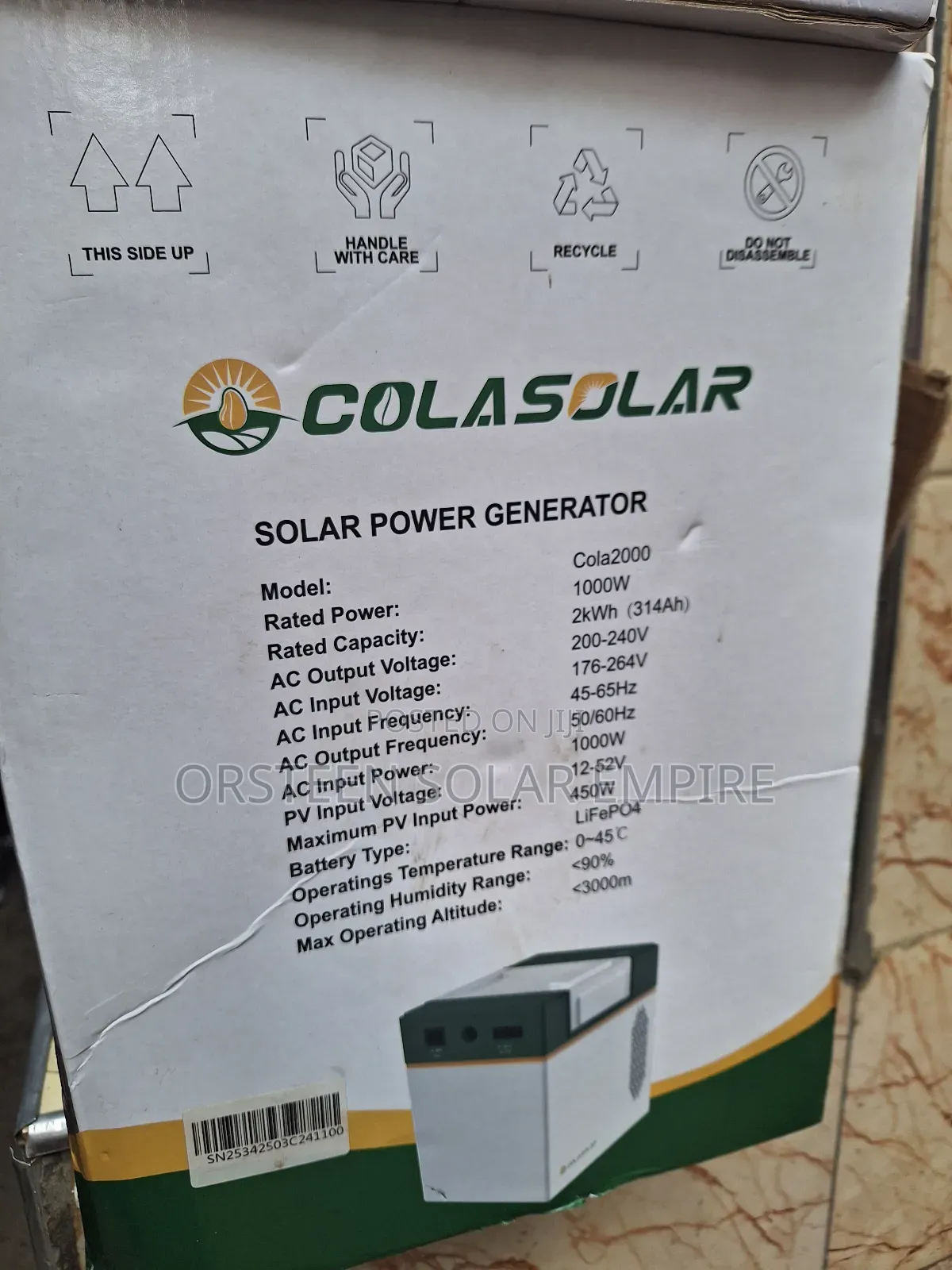 Cola Solar 2kwh Energy Generator