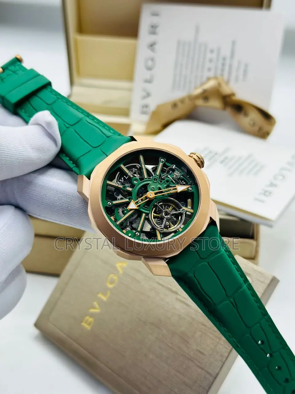 Bvlgari Quality Luxury Men Genuine Leather Chronograph Wristwatch