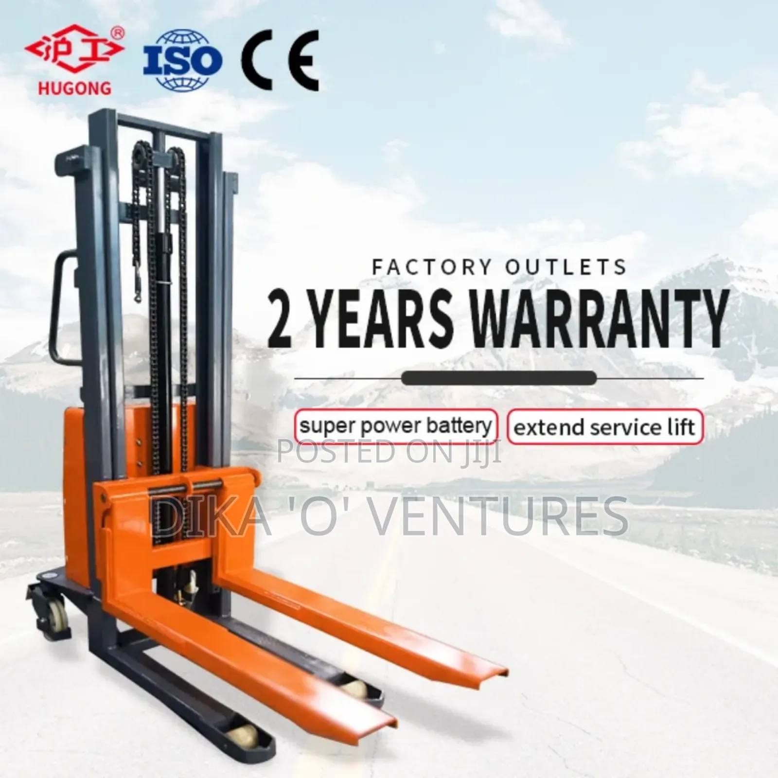 2 Ton 1500kg Hand Winch Stacker Forklift Manual