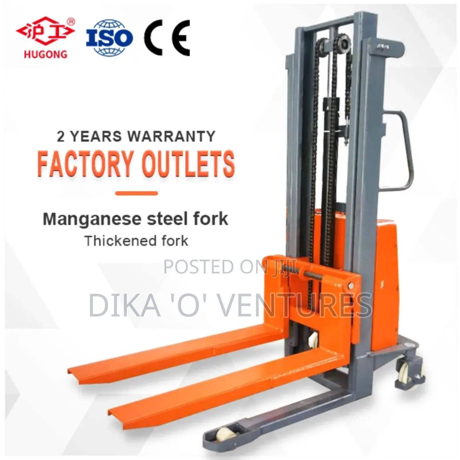 2 Ton 1500kg Hand Winch Stacker Forklift Manual