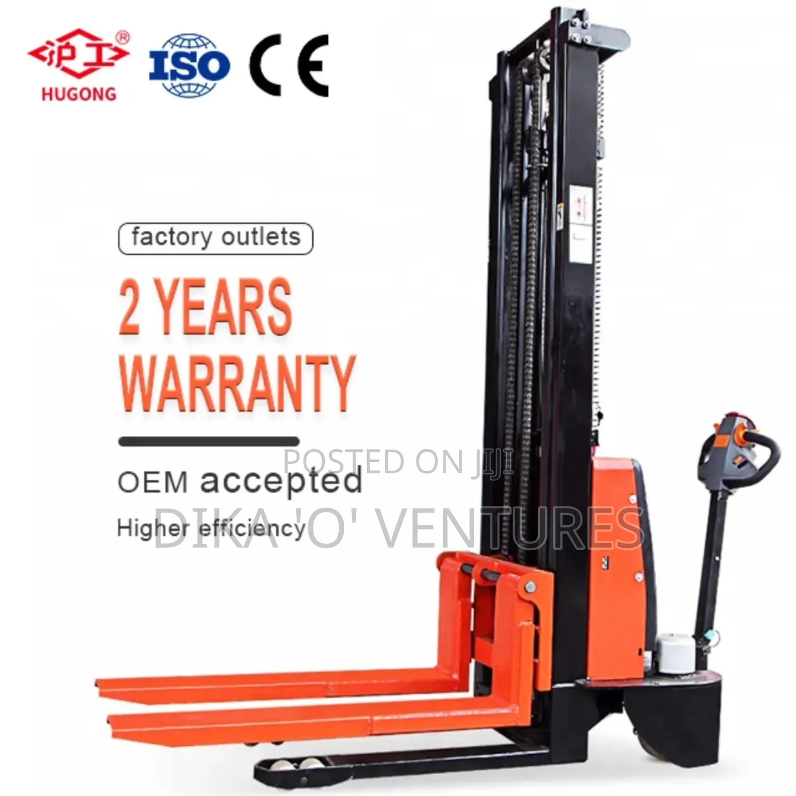 2 Ton 1500kg Hand Winch Stacker Forklift Manual