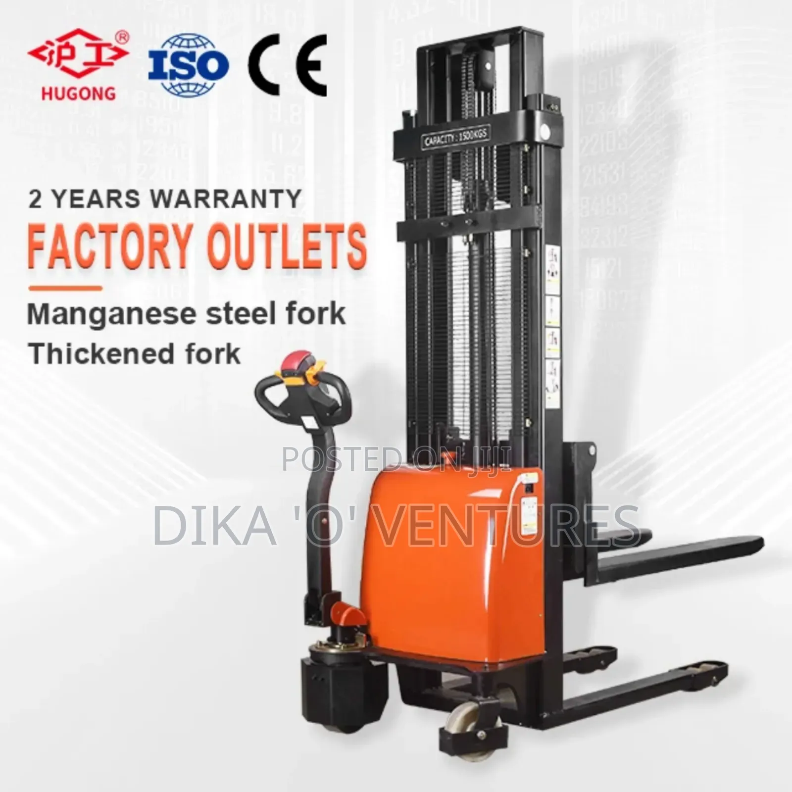 2 Ton 1500kg Hand Winch Stacker Forklift Manual