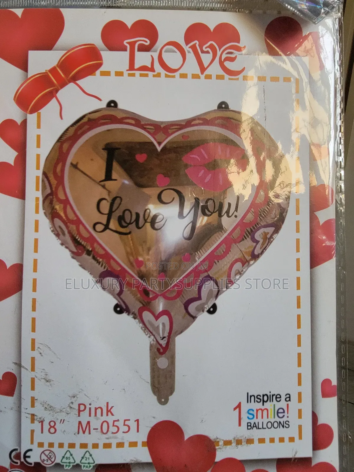Gold Design I Love You Val Balloon