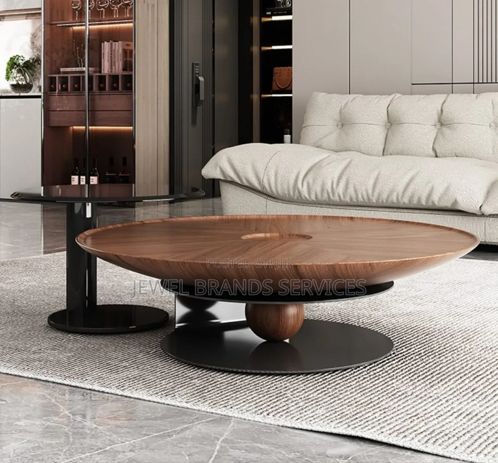 Wood Top Center Table With Side Table.