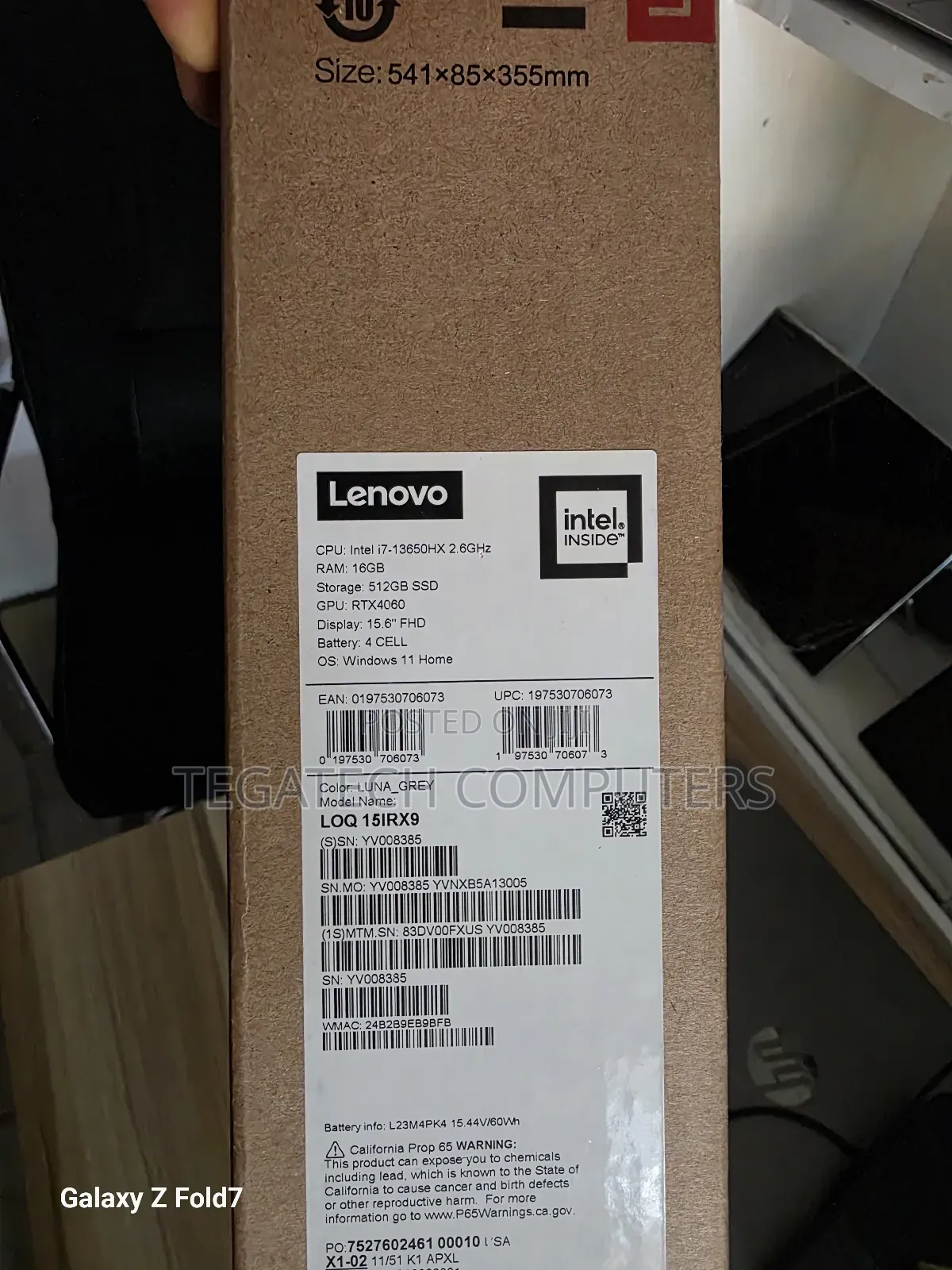 New Laptop Lenovo Legion 7 16GB Intel Core I7 SSD 512GB