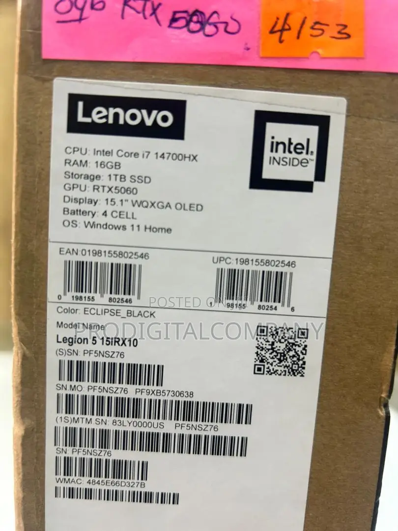 New Laptop Lenovo Legion 5 16GB Intel Core i7 SSD 1T