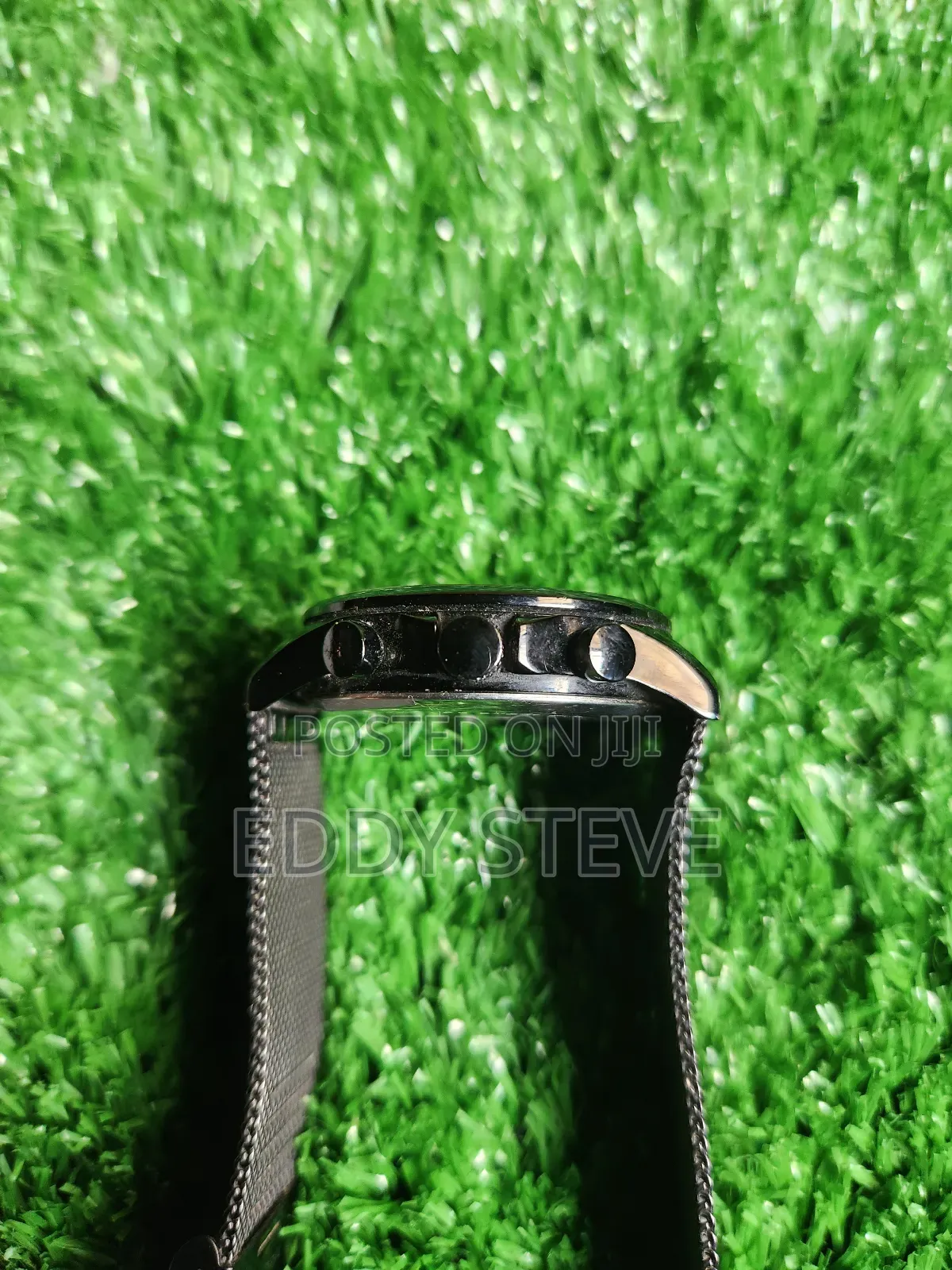 Cheetah Chronograph Watch Mens Black Stainless Steel Mesh