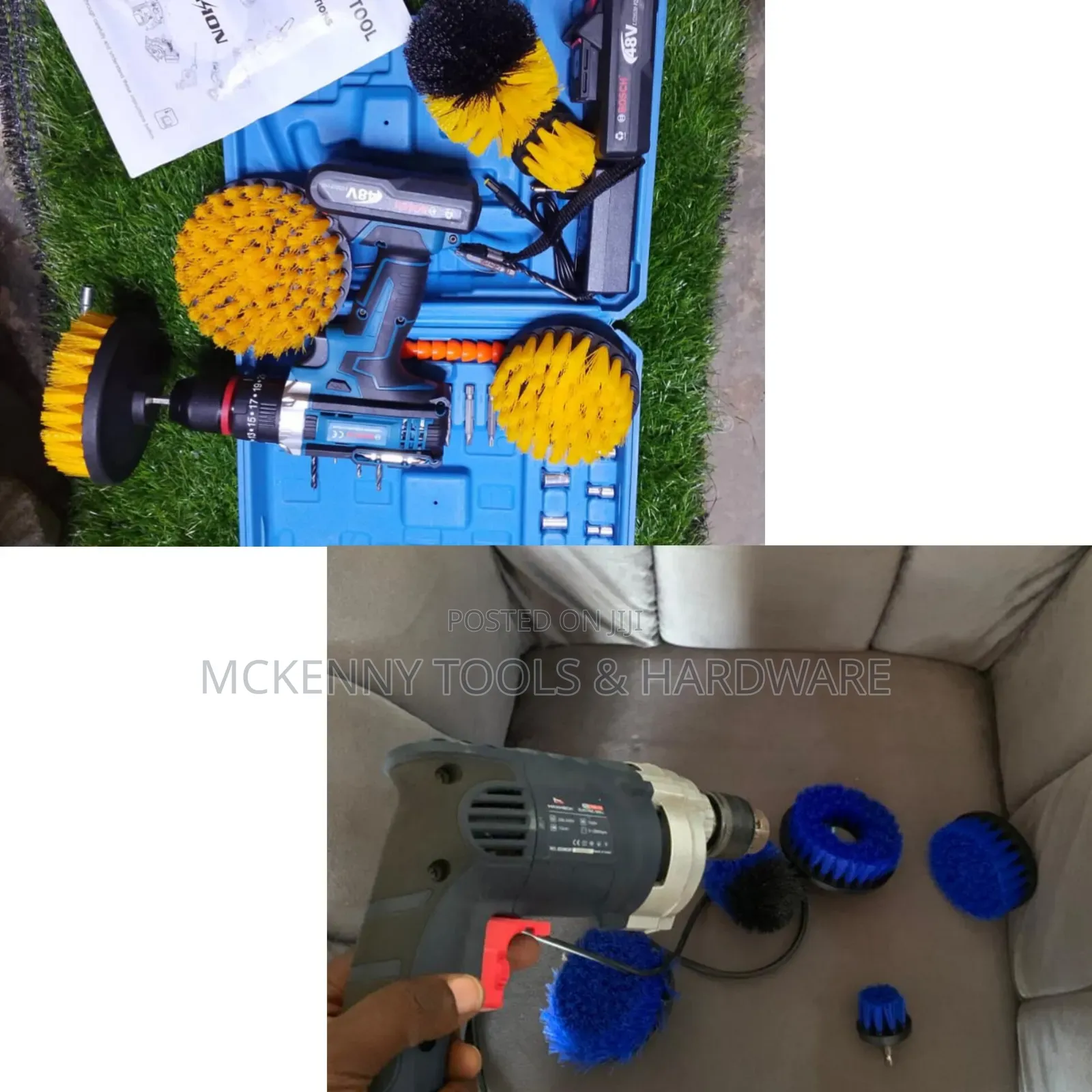 Bosch 48v Cordless Drill And A Multi-purpose Drill Brush Attachment